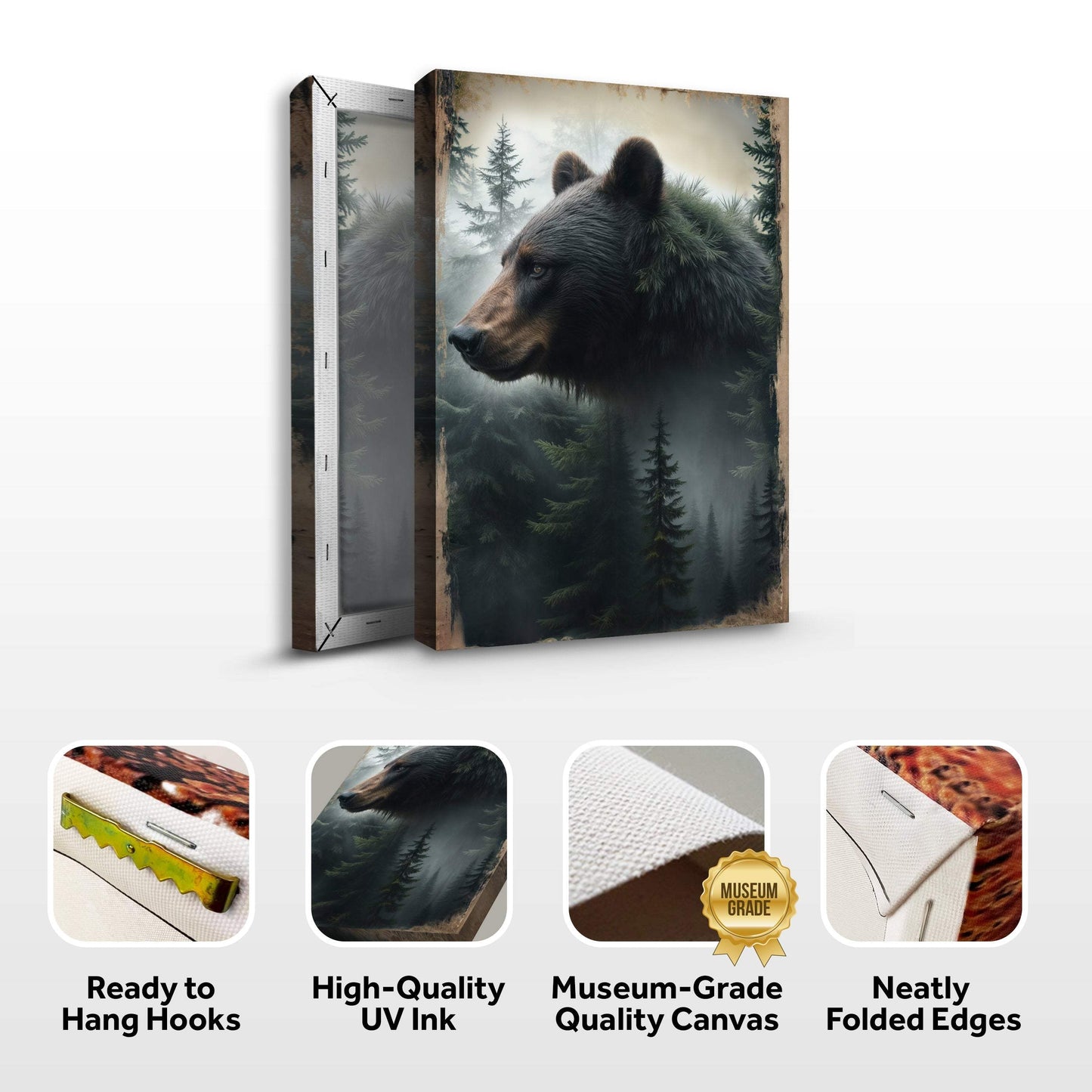 Black Bear Exposure Wall Art - Tailored Canvases - Flyclothing LLC