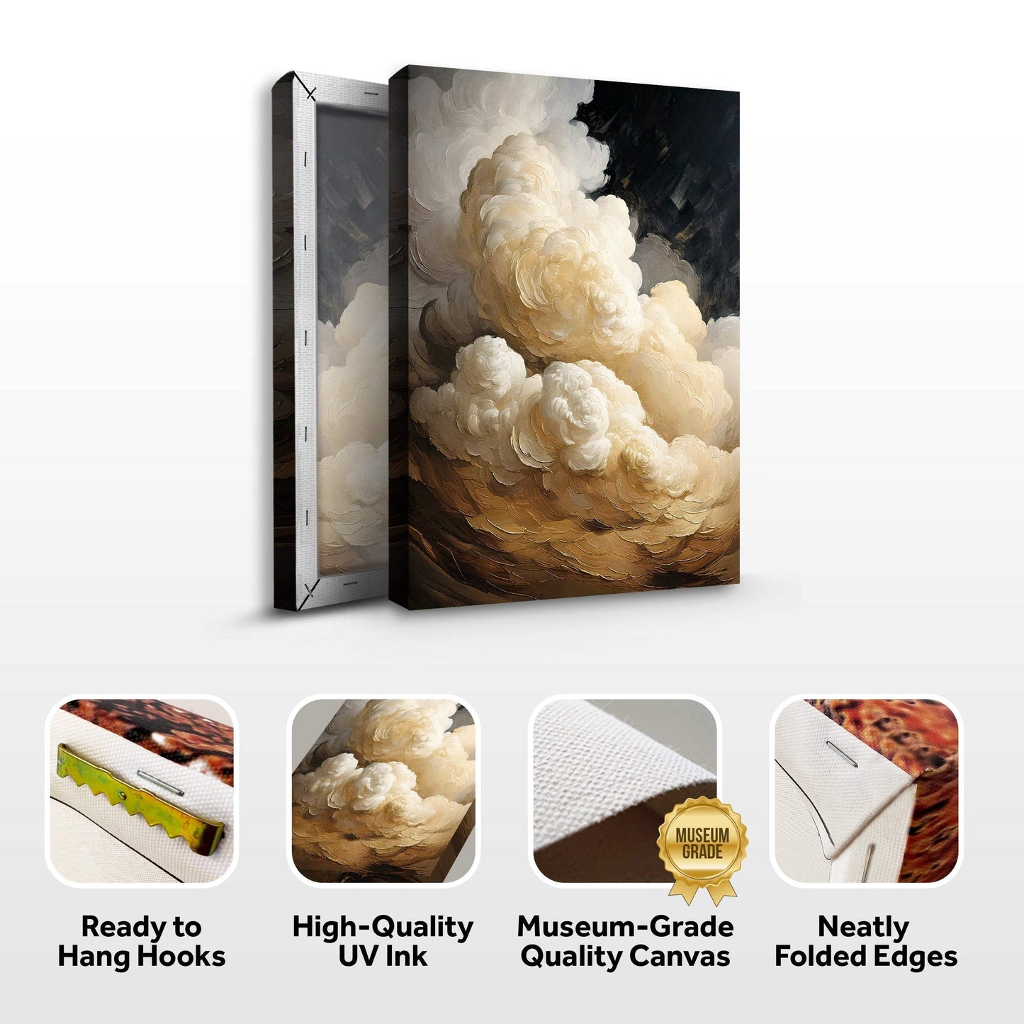 Beige Cloud Abstract Wall Art - Tailored Canvases - Flyclothing LLC