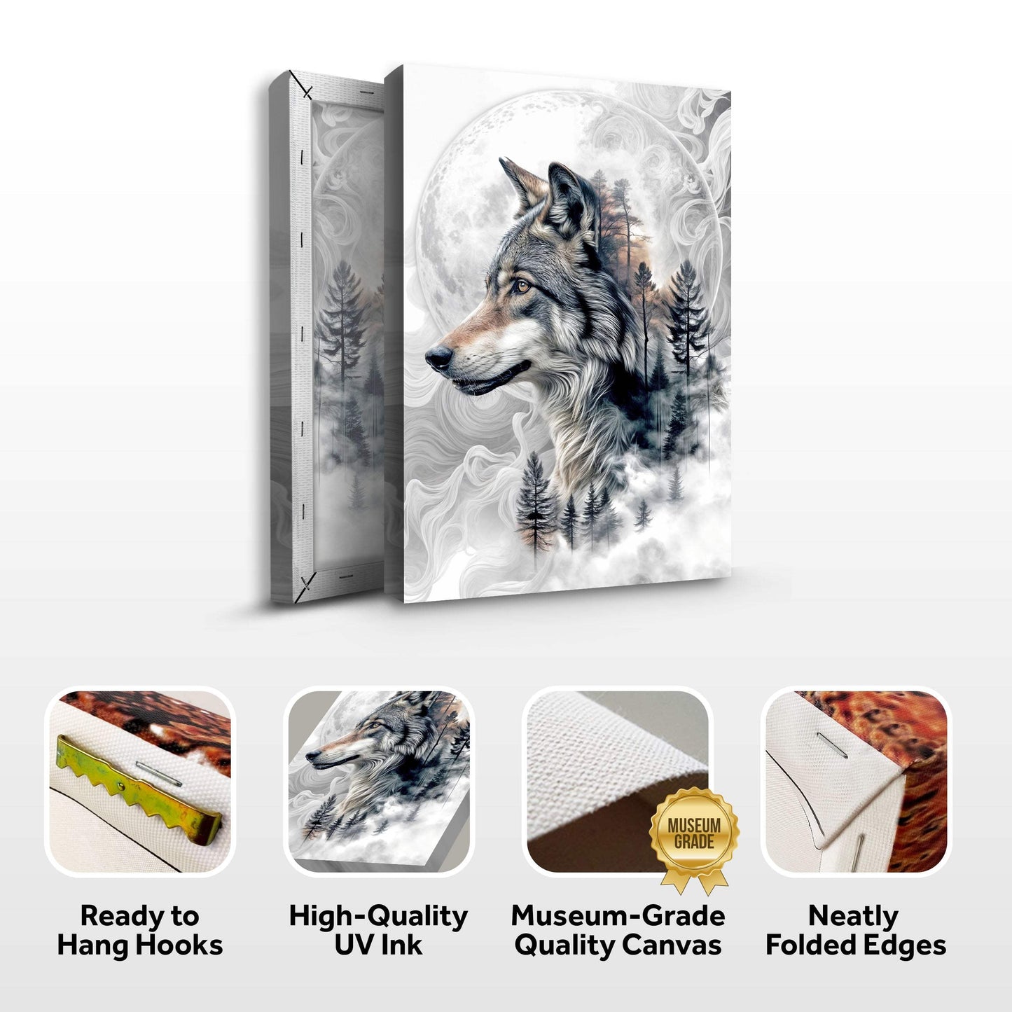 Wolf Double Exposure Wall Art - Tailored Canvases - Flyclothing LLC