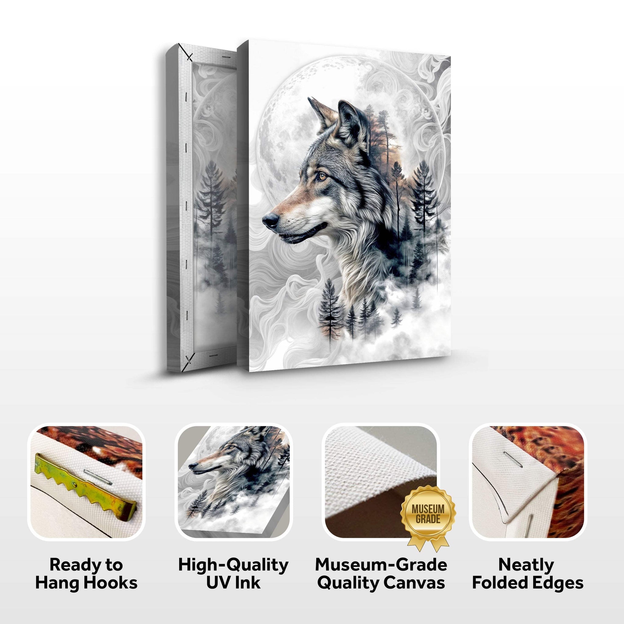 Wolf Double Exposure Wall Art - Tailored Canvases - Flyclothing LLC