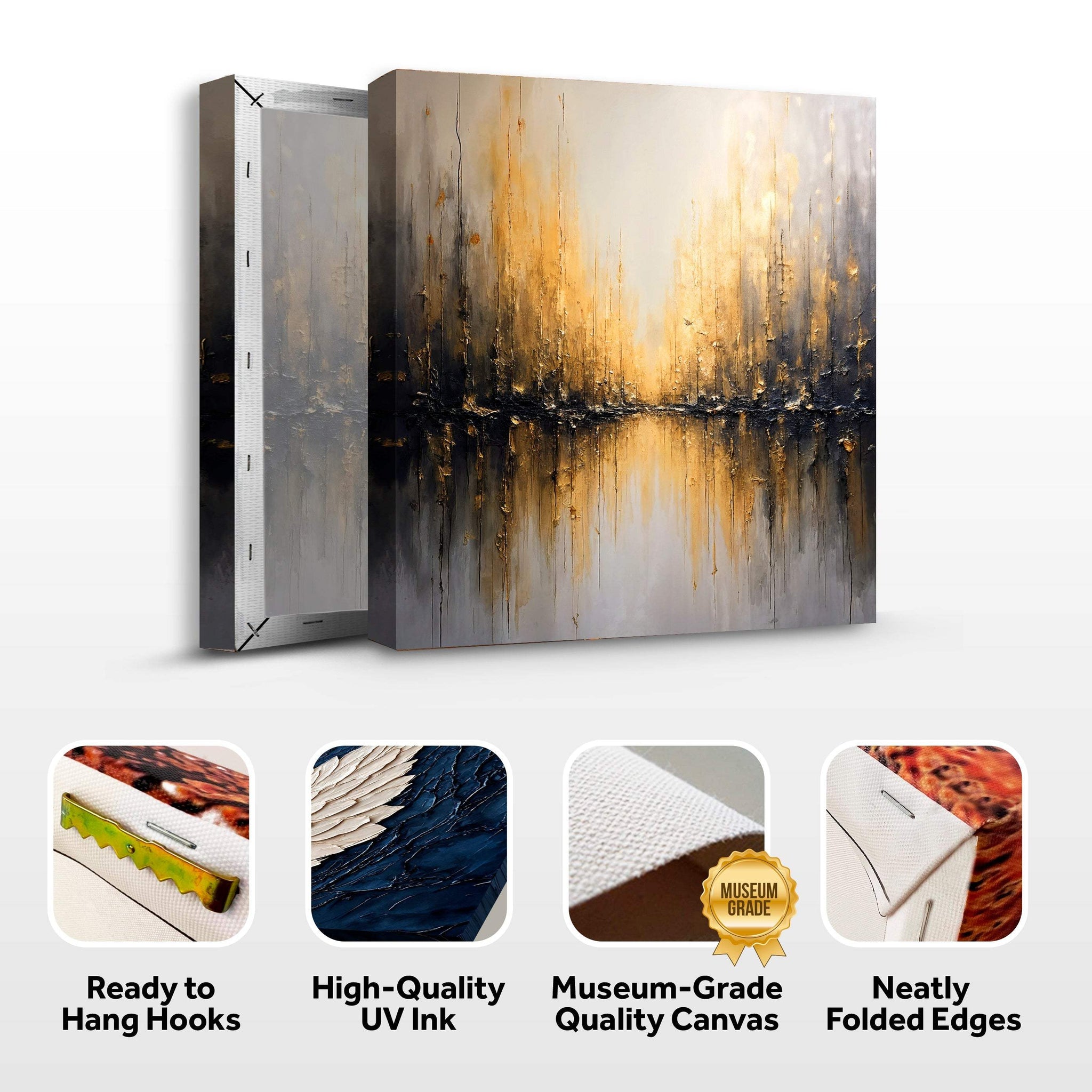 Golden Reflections Abstract Wall Art - Tailored Canvases - Flyclothing LLC