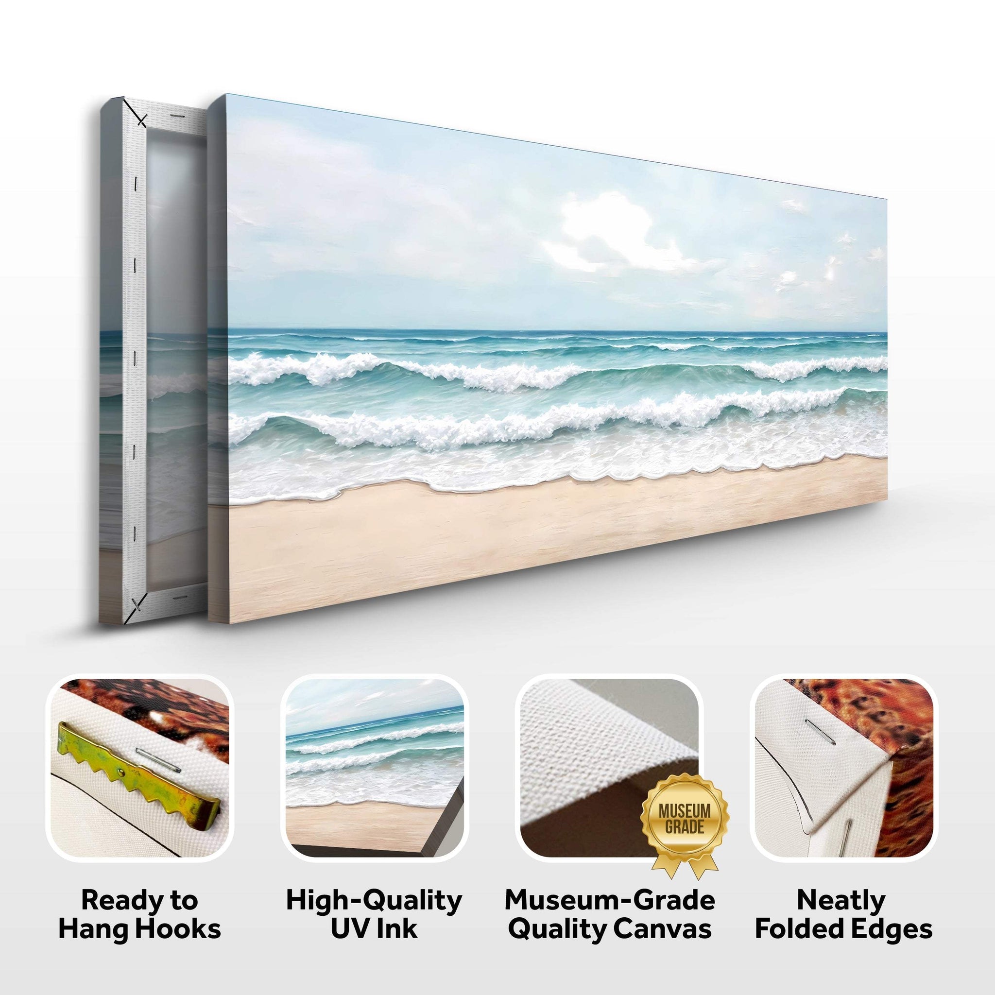 Serene Ocean Wave Coastal Wall Art - Tailored Canvases - Flyclothing LLC