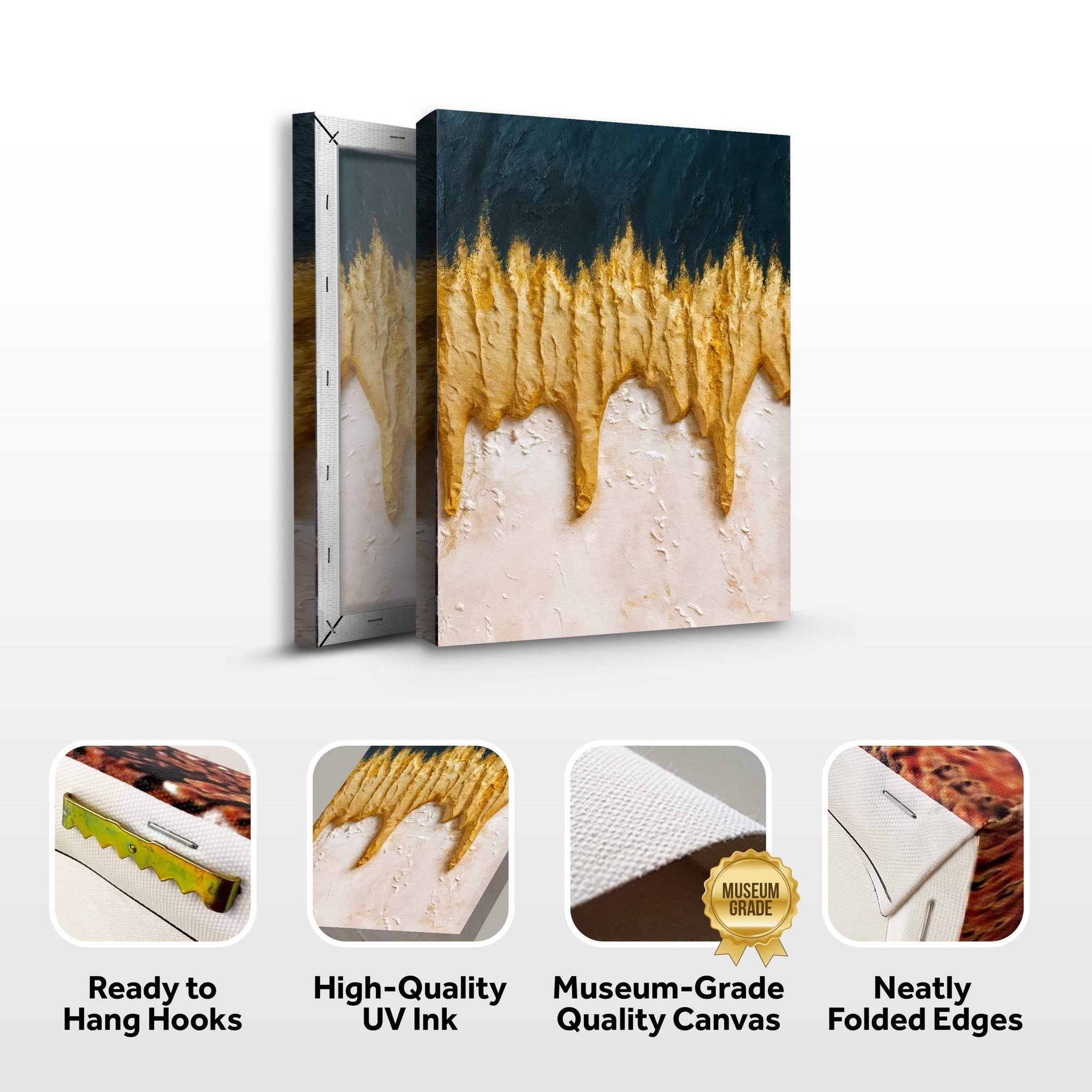 Abstract Blue And Gold Wall Art - Tailored Canvases - Flyclothing LLC