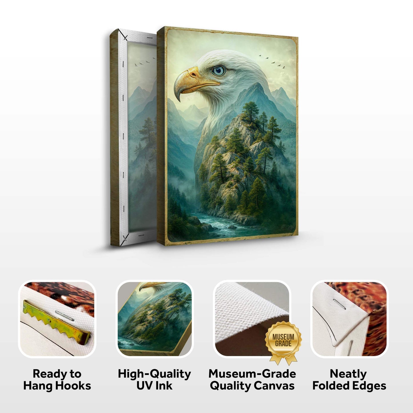 Eagle Over The Canyon Double Exposure Wall Art - Tailored Canvases - Flyclothing LLC