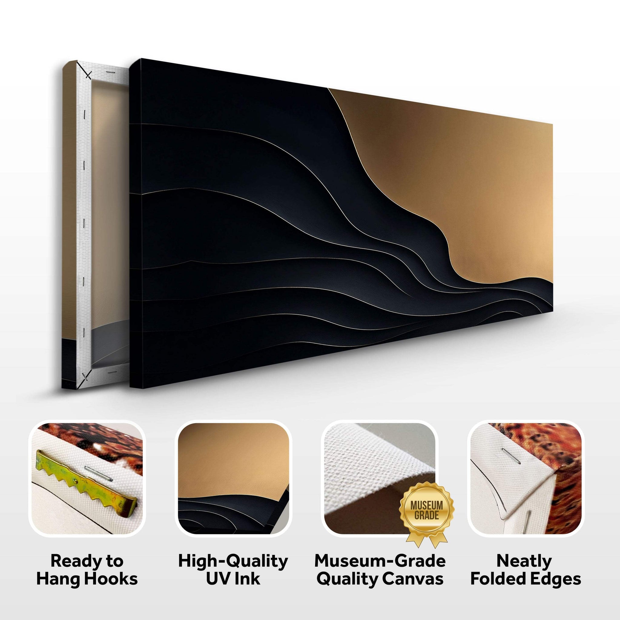 Black And Gold Minimalist Abstract X - Tailored Canvases - Flyclothing LLC