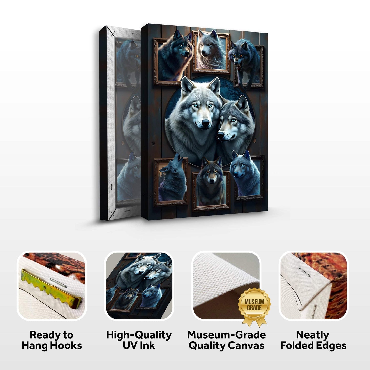 3D Wolf Collage Wall Art II - Tailored Canvases - Flyclothing LLC