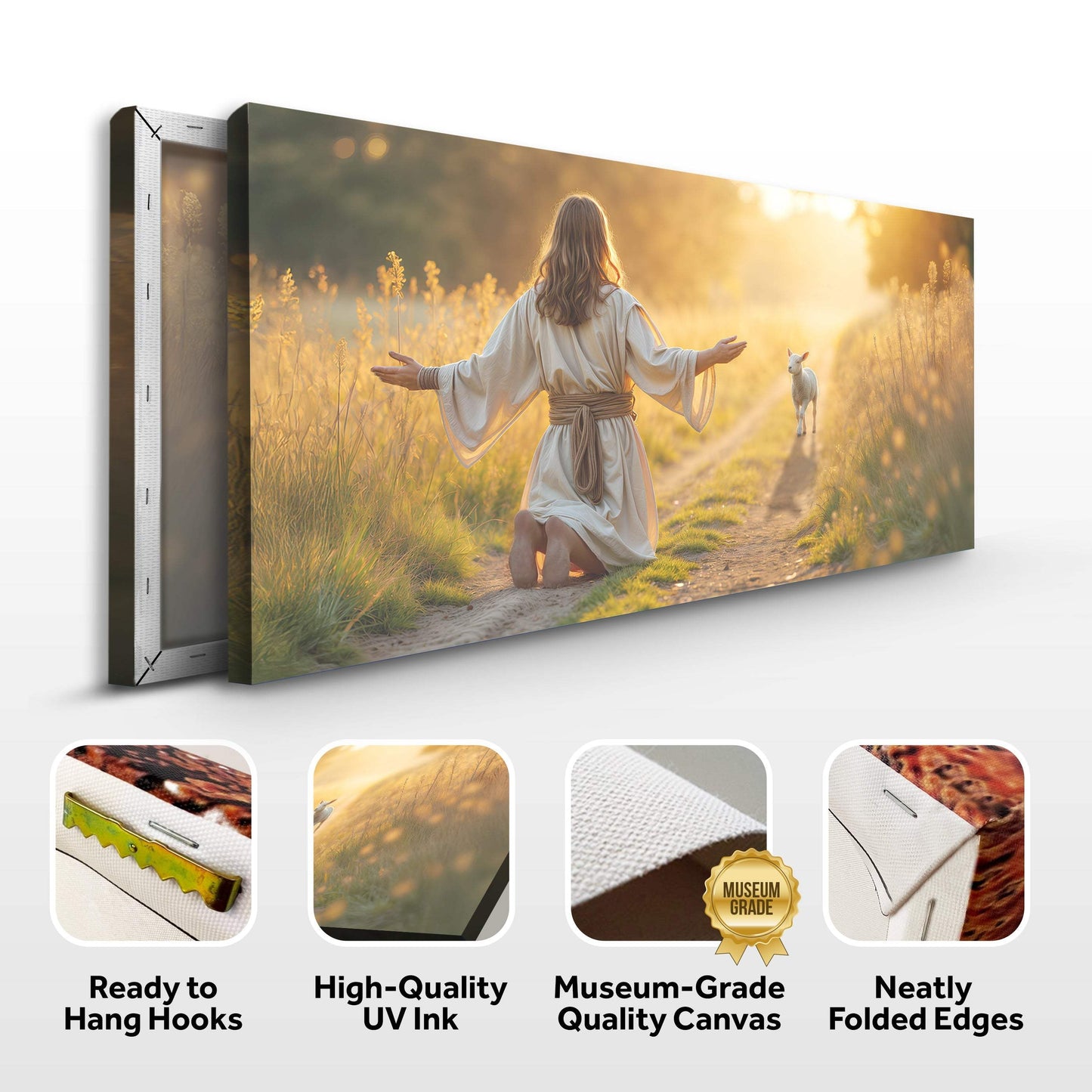 Jesus Protects The Lamb From Wolves Faith Wall Art IX - Tailored Canvases - Flyclothing LLC
