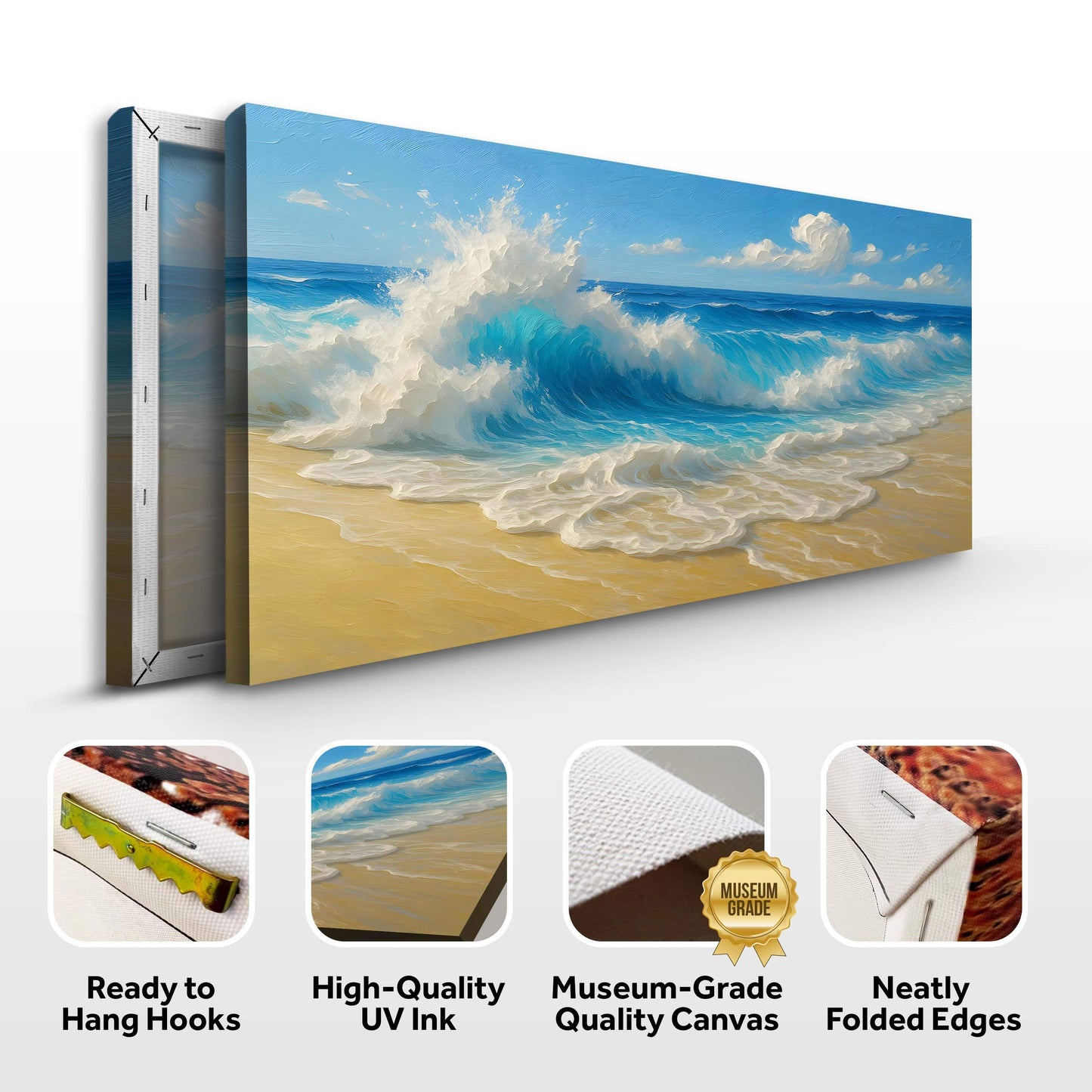 Serene Ocean Wave Coastal Wall Art V - Tailored Canvases - Flyclothing LLC