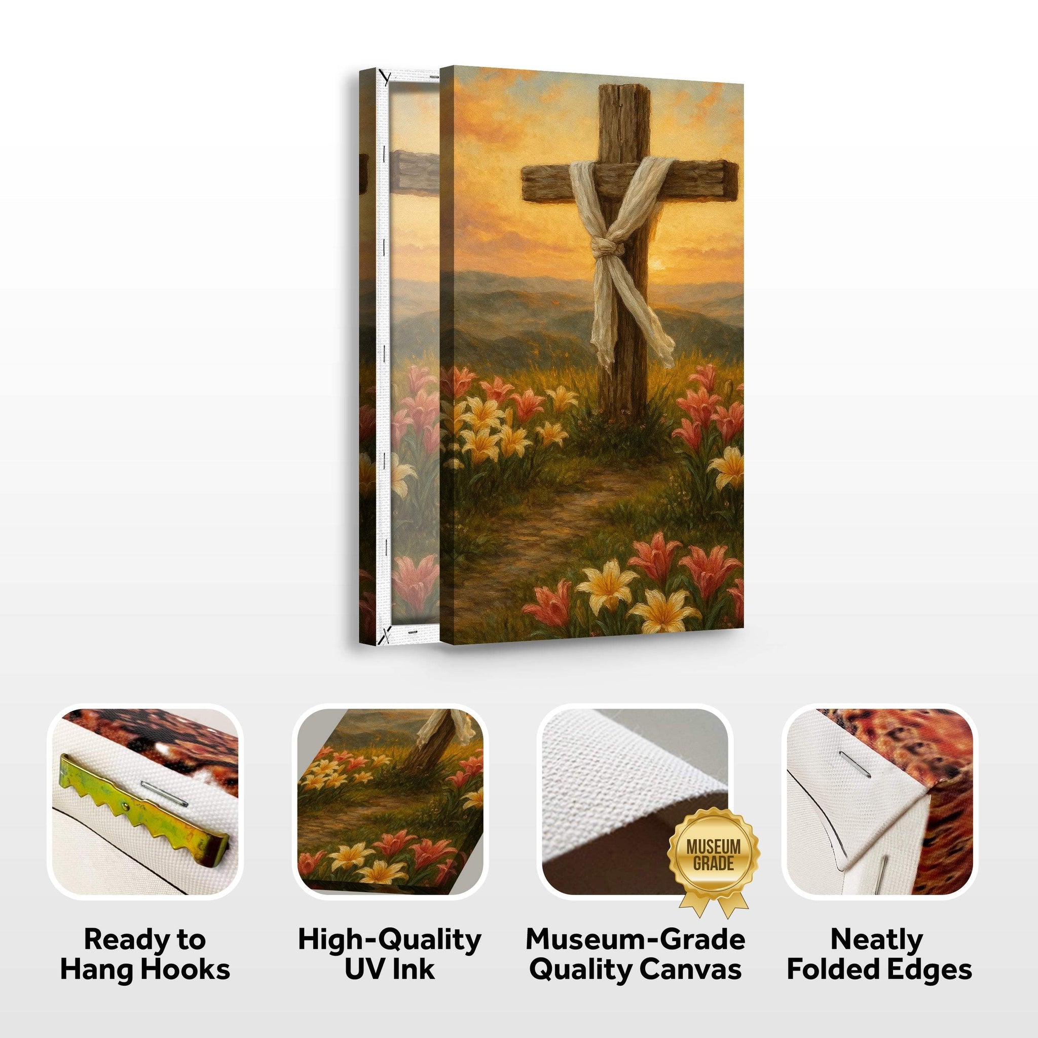 Cross and Flowers Faith Wall Art III - Tailored Canvases - Flyclothing LLC