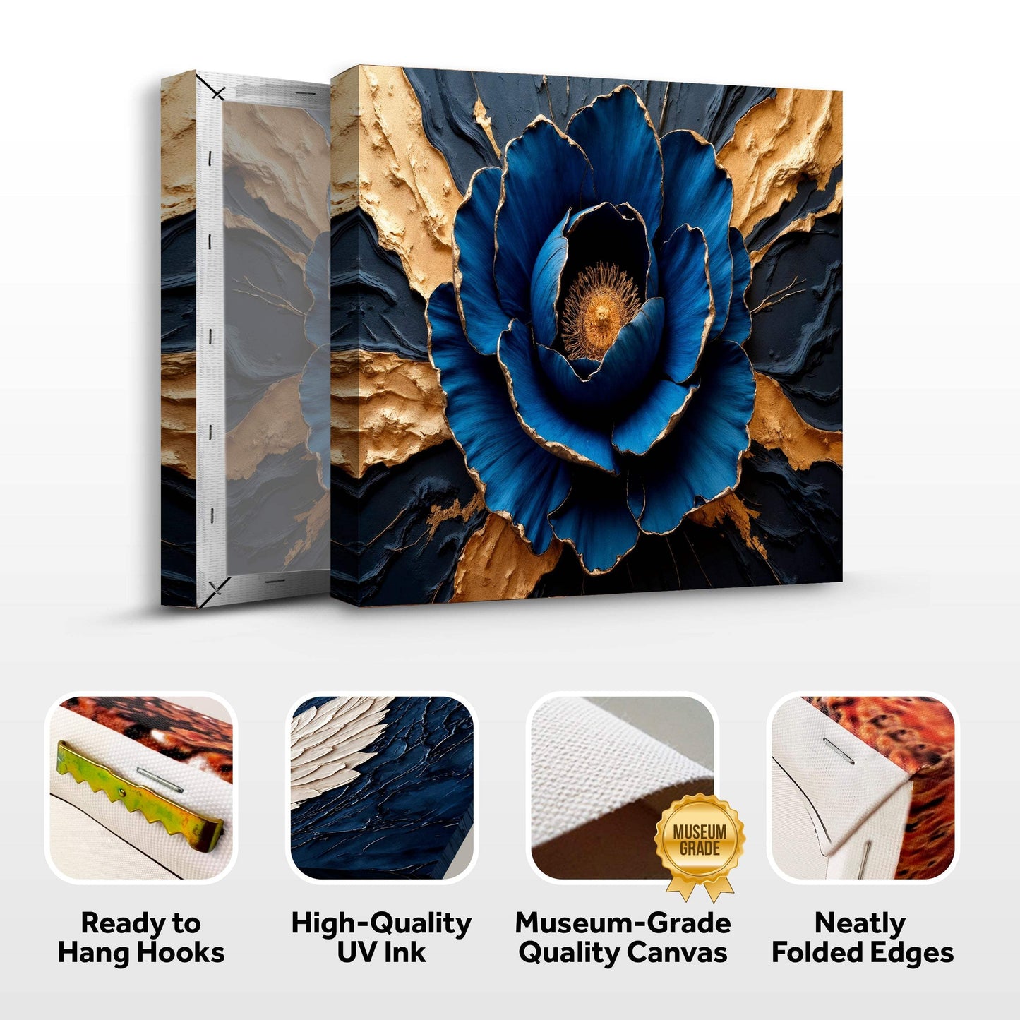 Sapphire Bloom Wall Art - Tailored Canvases - Flyclothing LLC
