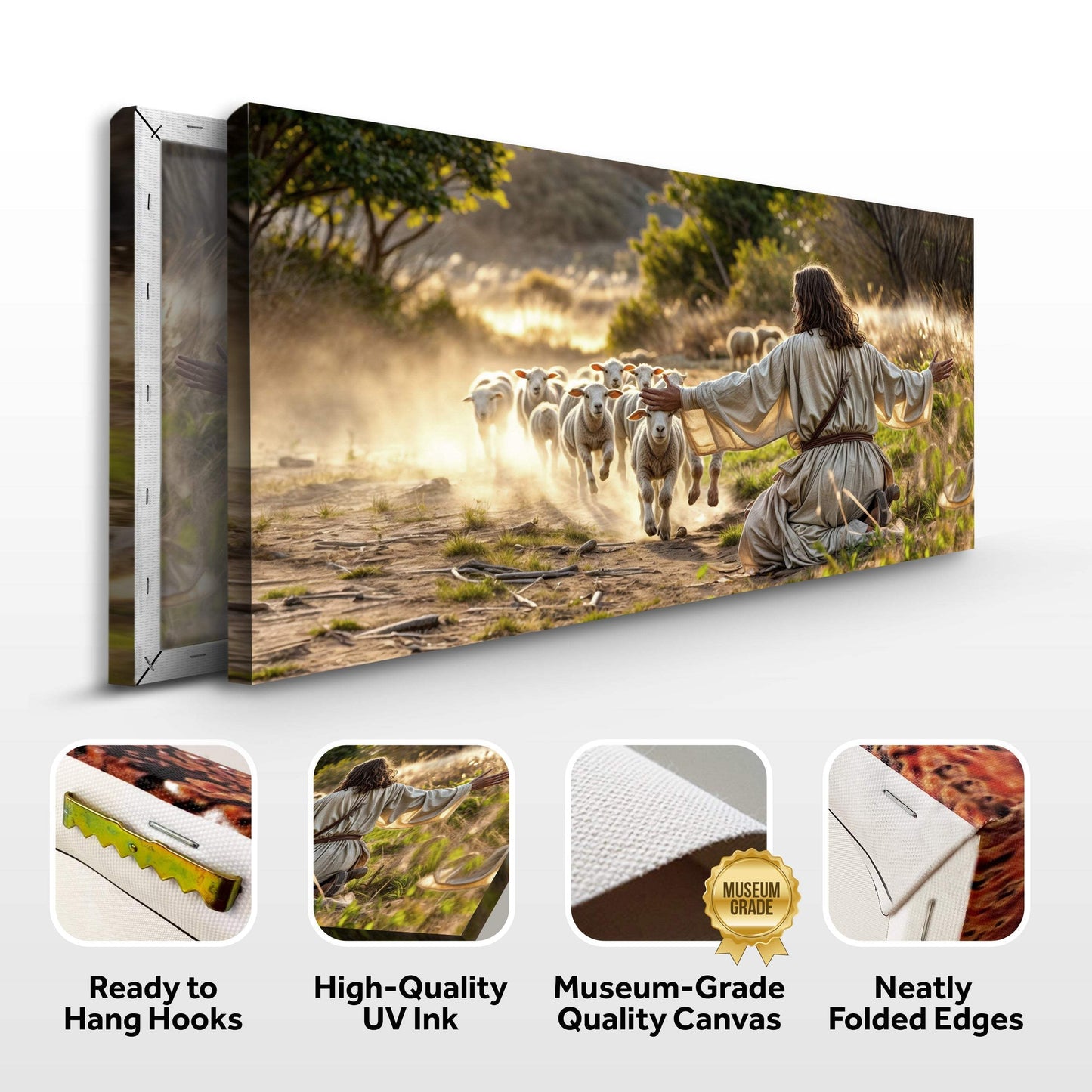 Jesus Protects The Lamb From Wolves Faith Wall Art VIII - Tailored Canvases - Flyclothing LLC