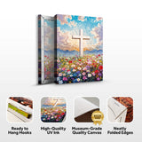 Cross Floral Field Faith Wall Art II - Tailored Canvases - Flyclothing LLC