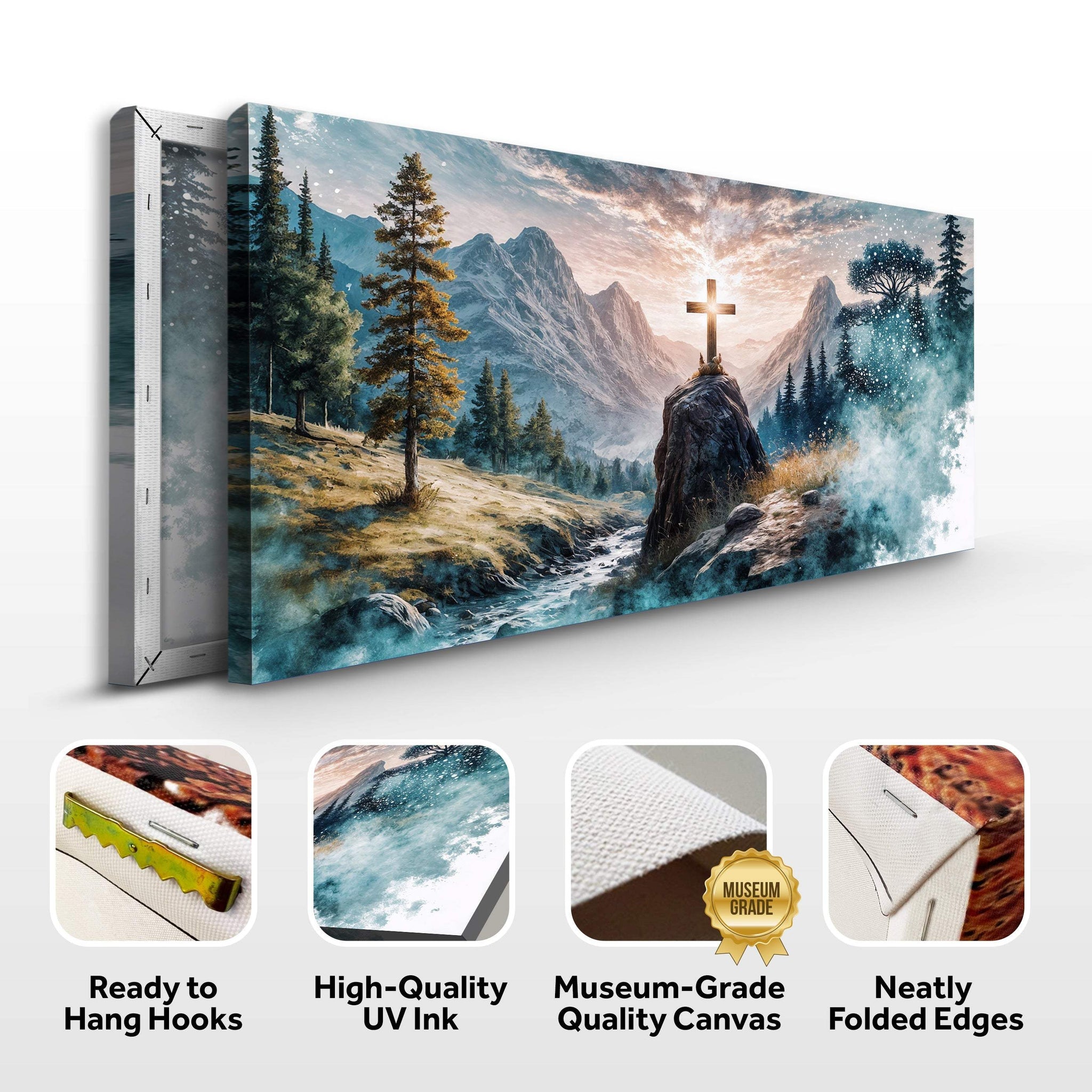 Cross On A Hill Faith Wall Art - Tailored Canvases - Flyclothing LLC