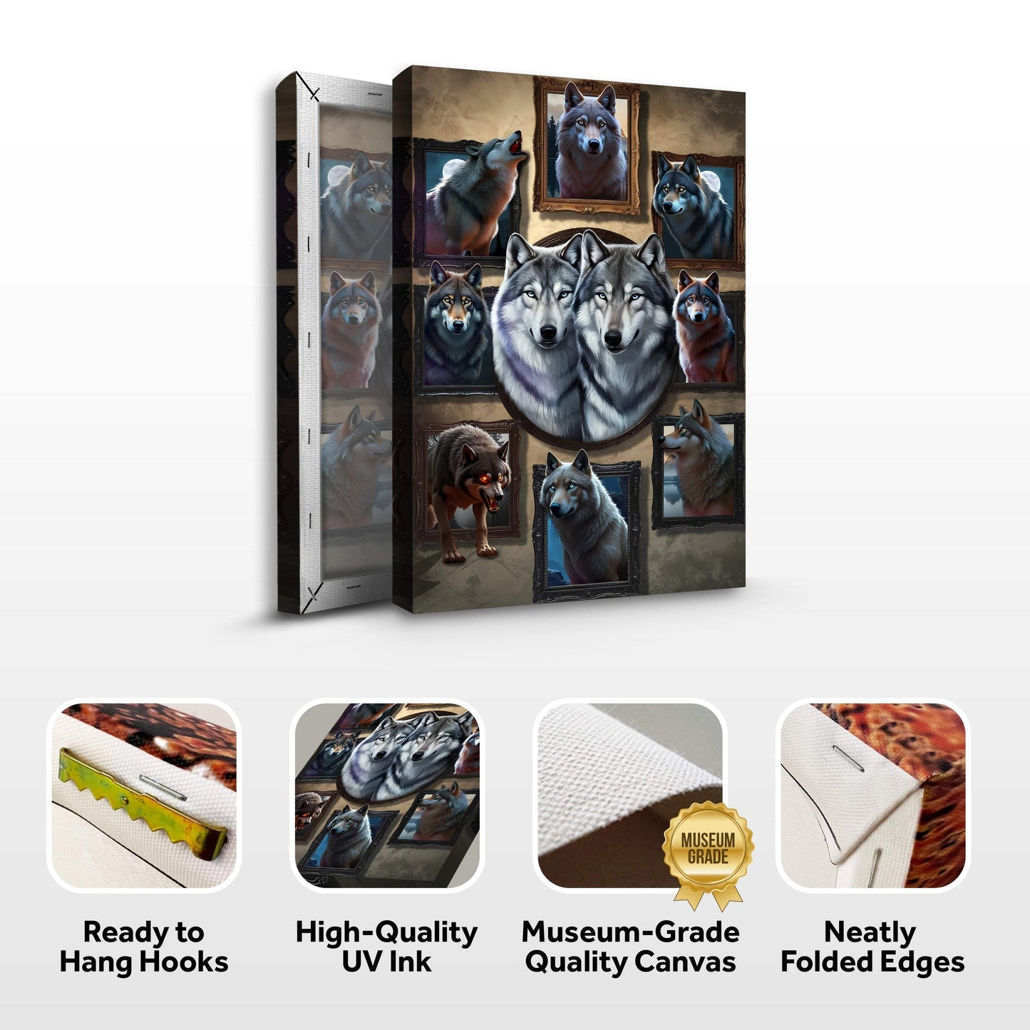 3D Wolf Collage Wall Art - Tailored Canvases - Flyclothing LLC