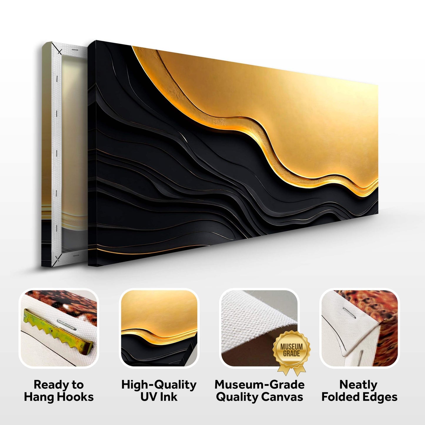 Black And Gold Minimalist Abstract V - Tailored Canvases - Flyclothing LLC