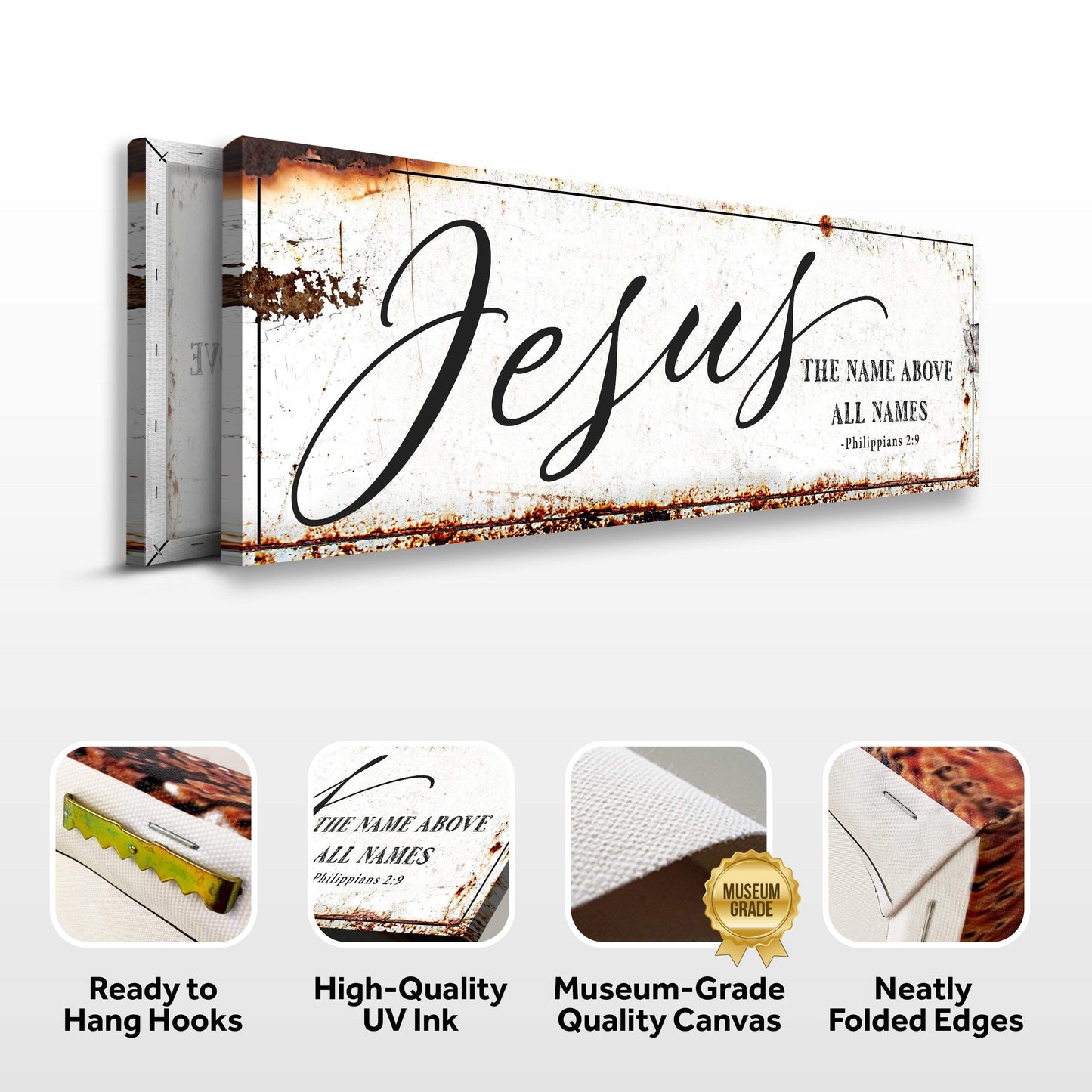 Jesus The Name Above All Names - Philippians 2:9 Faith Sign - Tailored Canvases - Flyclothing LLC