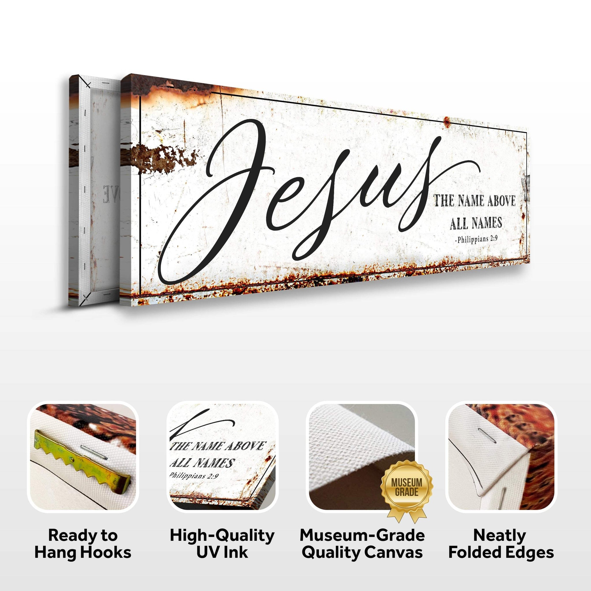 Jesus The Name Above All Names - Philippians 2:9 Faith Sign - Tailored Canvases - Flyclothing LLC