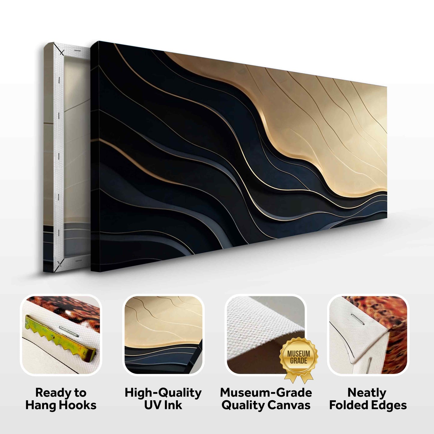 Black And Gold Minimalist Abstract VII - Tailored Canvases - Flyclothing LLC