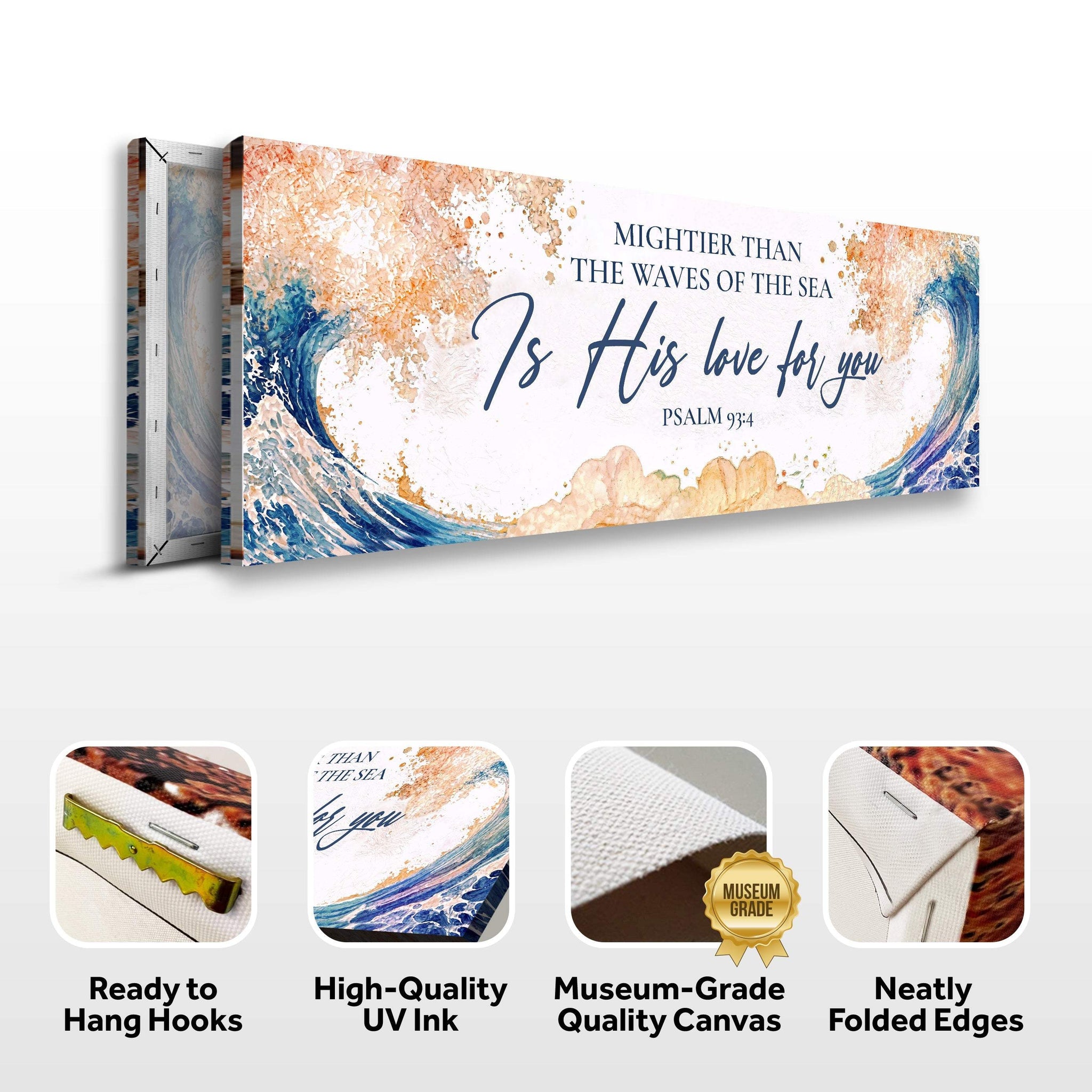 Mightier Than the Waves of the Sea Psalm 93:4 Faith Sign IV - Tailored Canvases - Flyclothing LLC