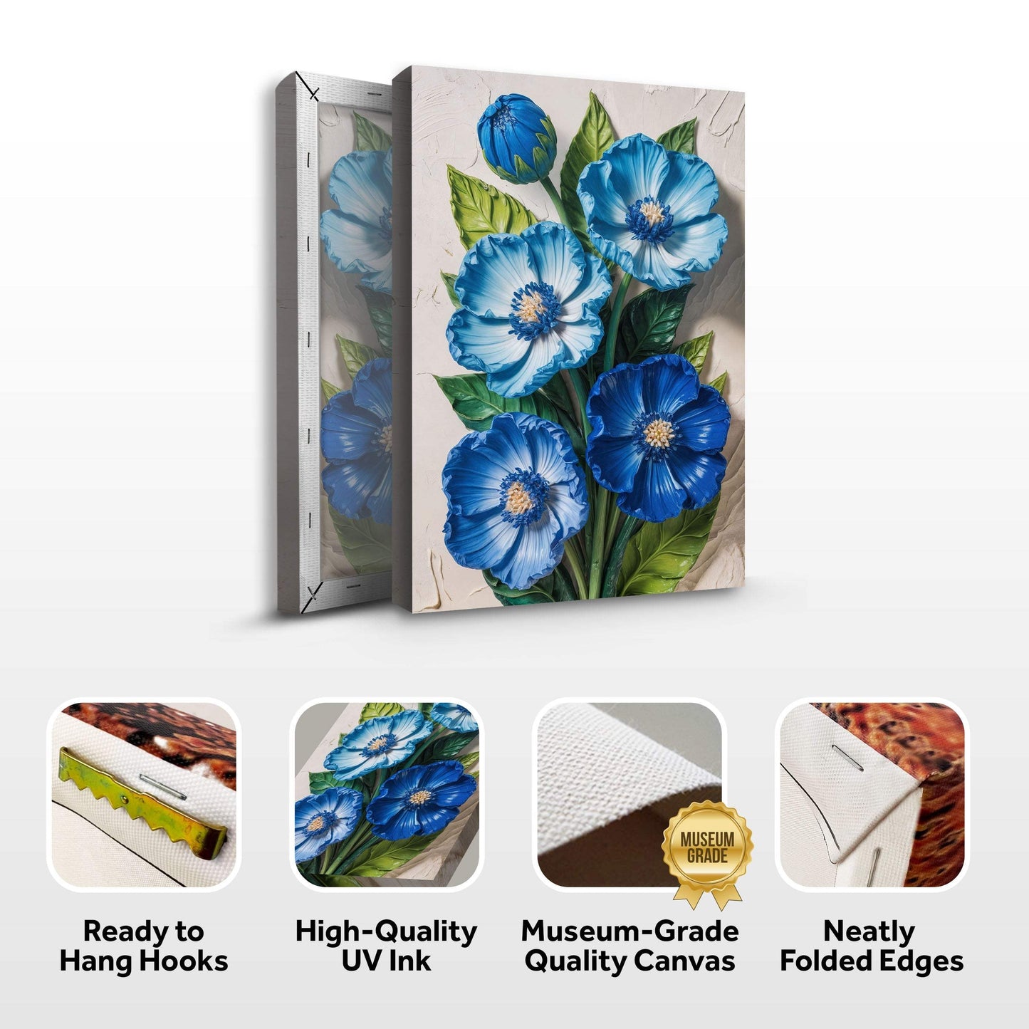 Blue Blossom Bouquet Wall Art - Tailored Canvases - Flyclothing LLC