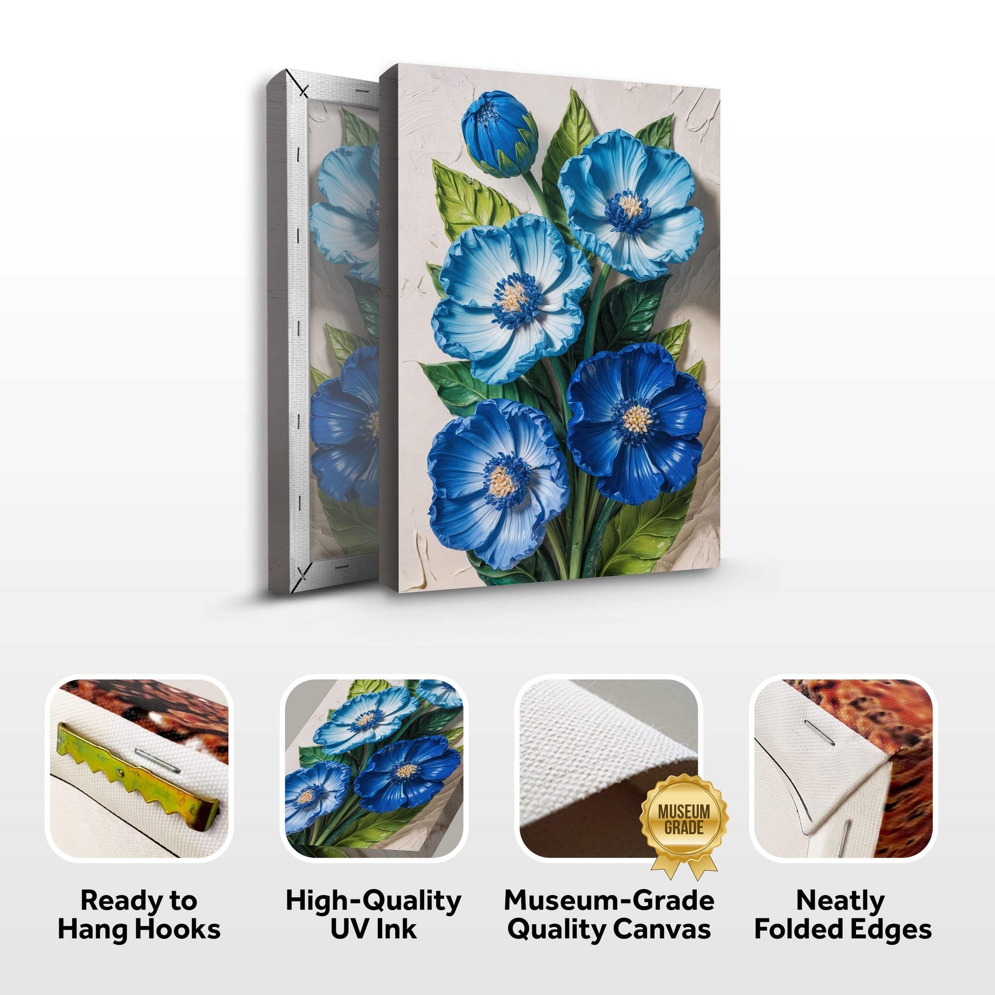 Blue Blossom Bouquet Wall Art - Tailored Canvases - Flyclothing LLC