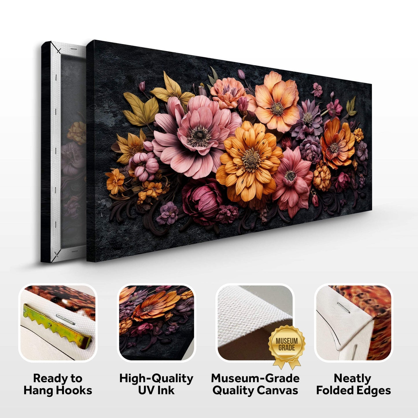 Colorful Floral Realistic Wall Art - Tailored Canvases - Flyclothing LLC