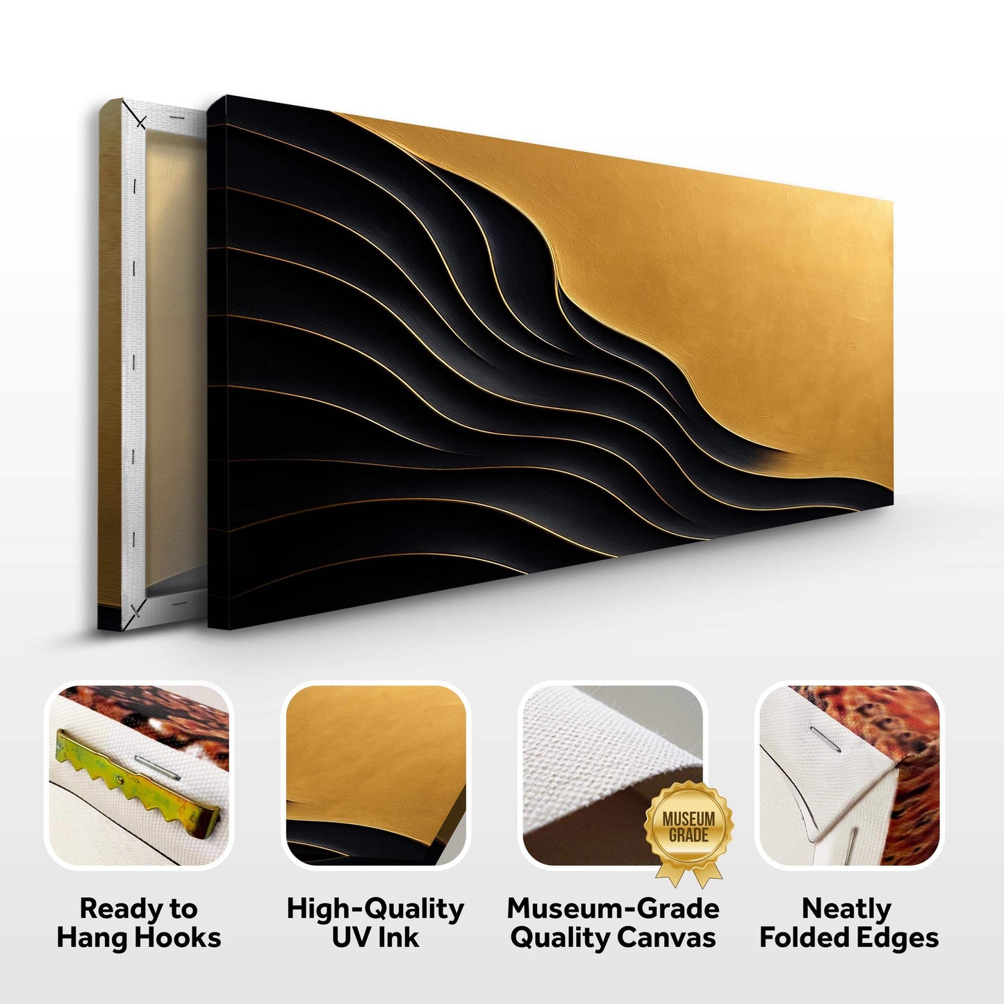 Black And Gold Minimalist Abstract XI - Tailored Canvases - Flyclothing LLC