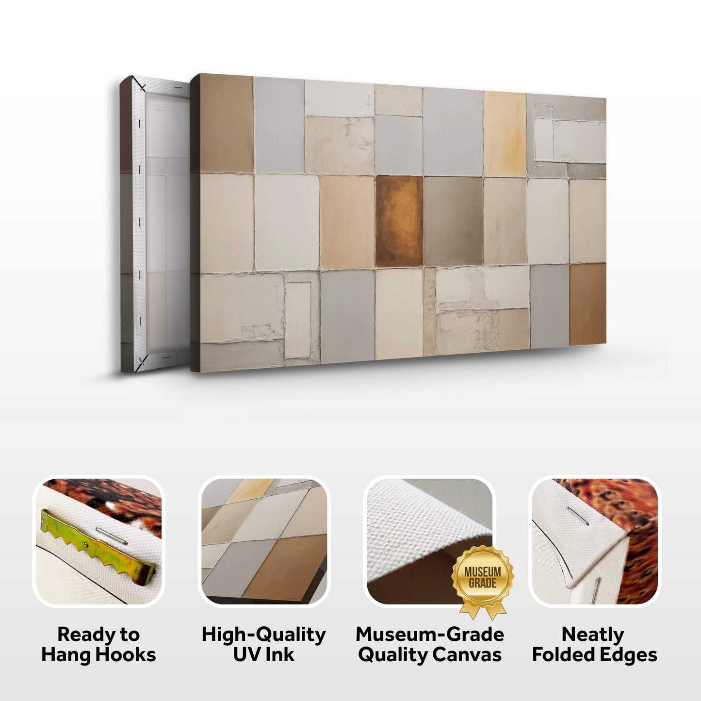 Earth Tones Patchwork Geometric Wall Art - Tailored Canvases - Flyclothing LLC