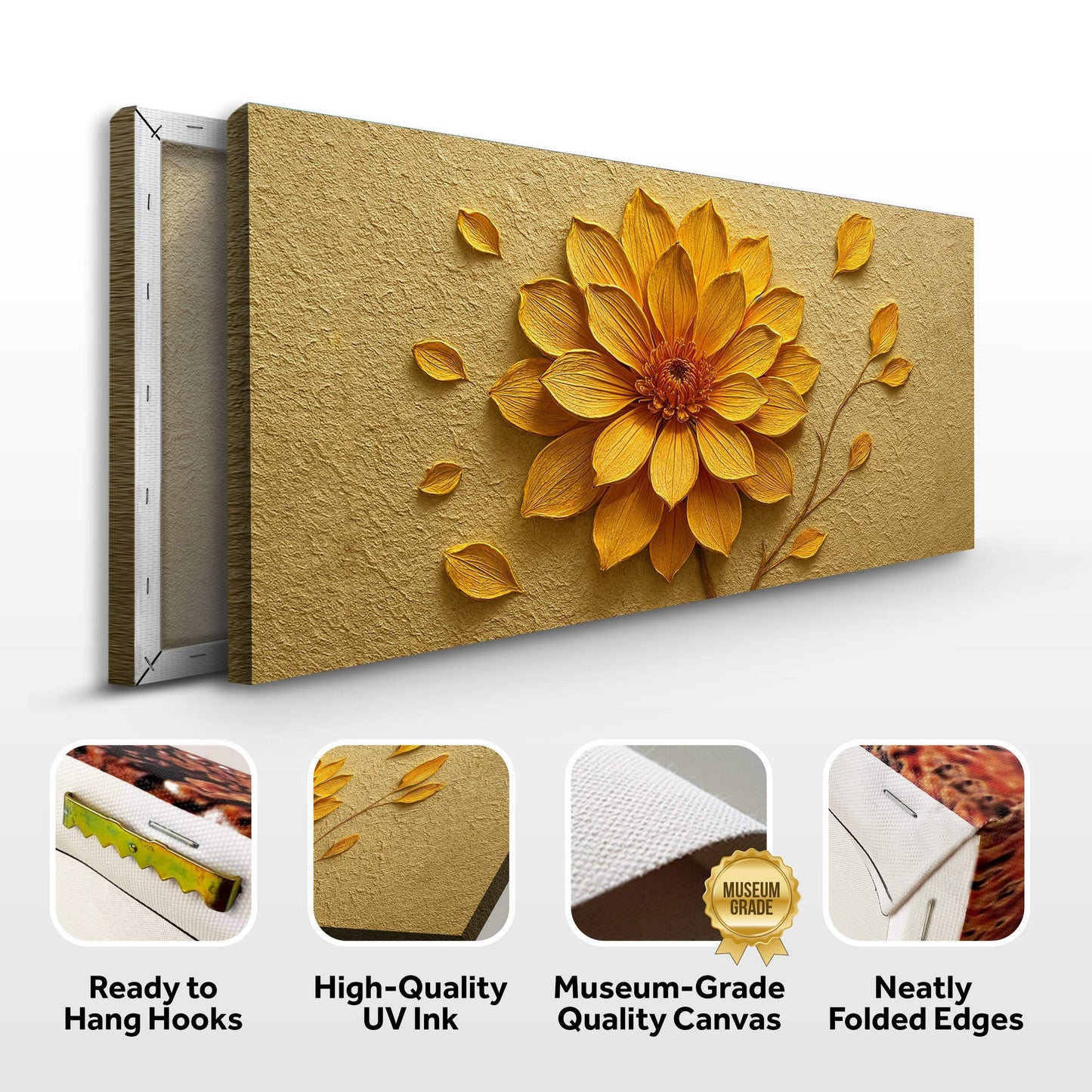 Golden Dandelion Minimalist Abstract Wall Art IV - Tailored Canvases - Flyclothing LLC