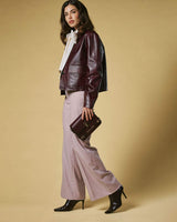 Mirella (eggplant) - Italian calf leather women's crossbody bag (with shoulder strap)