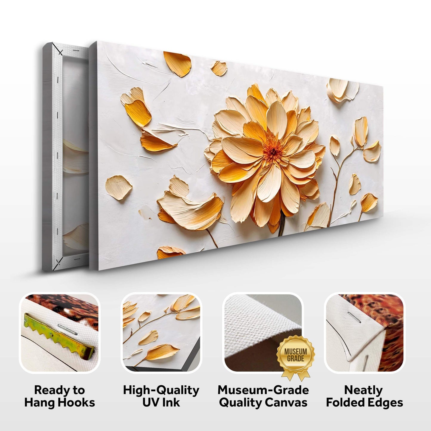 Golden Dandelion Minimalist Abstract Wall Art III - Tailored Canvases - Flyclothing LLC