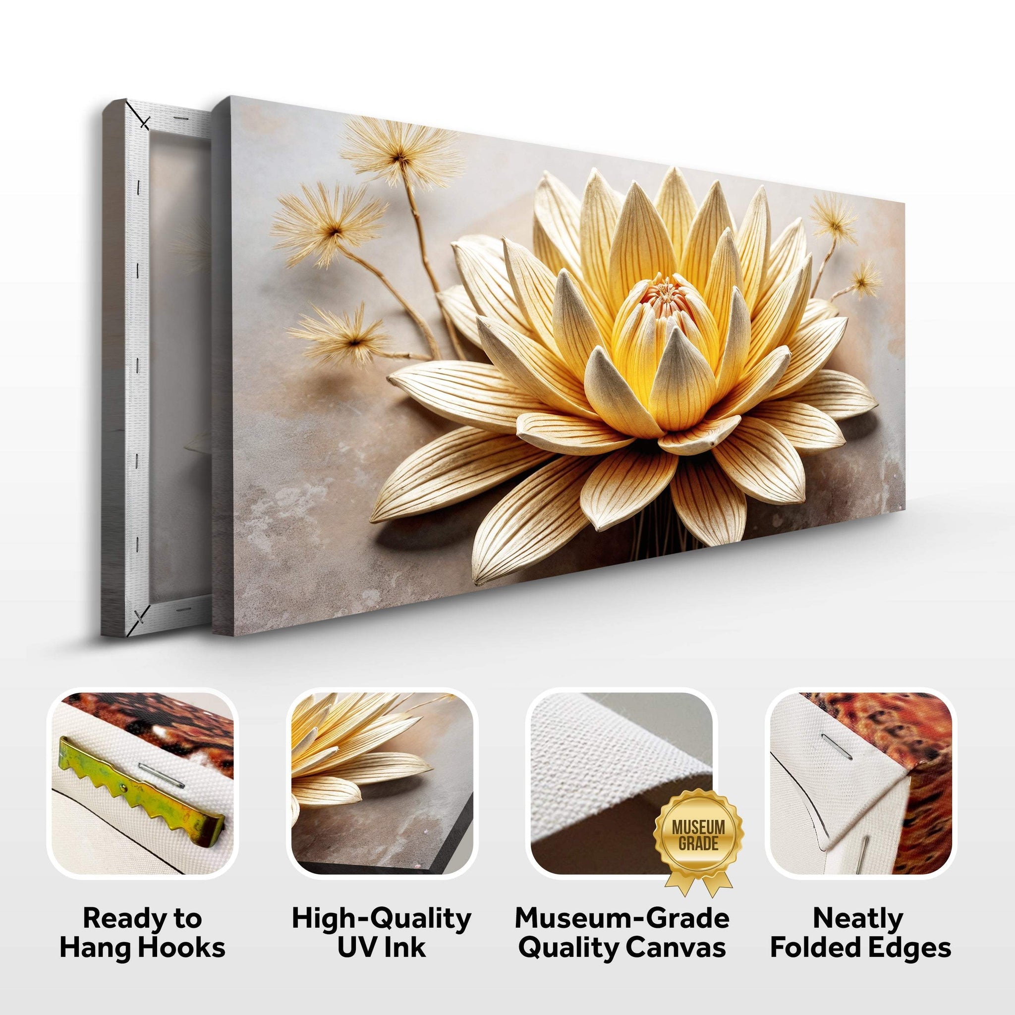 Golden Lotus Minimalist Abstract Wall Art II - Tailored Canvases - Flyclothing LLC