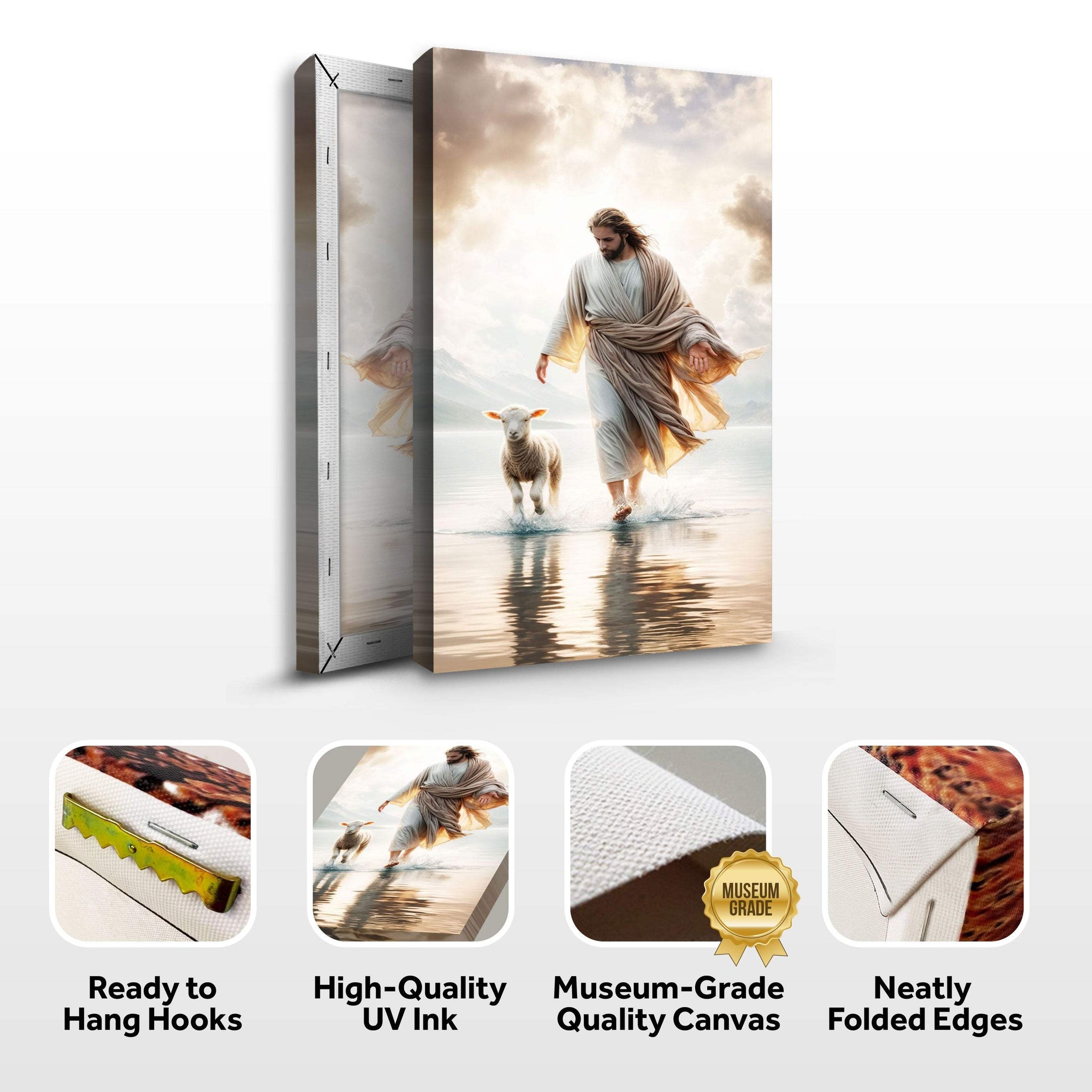 Jesus Protects The Lamb From Wolves Faith Wall Art XIII - Tailored Canvases - Flyclothing LLC
