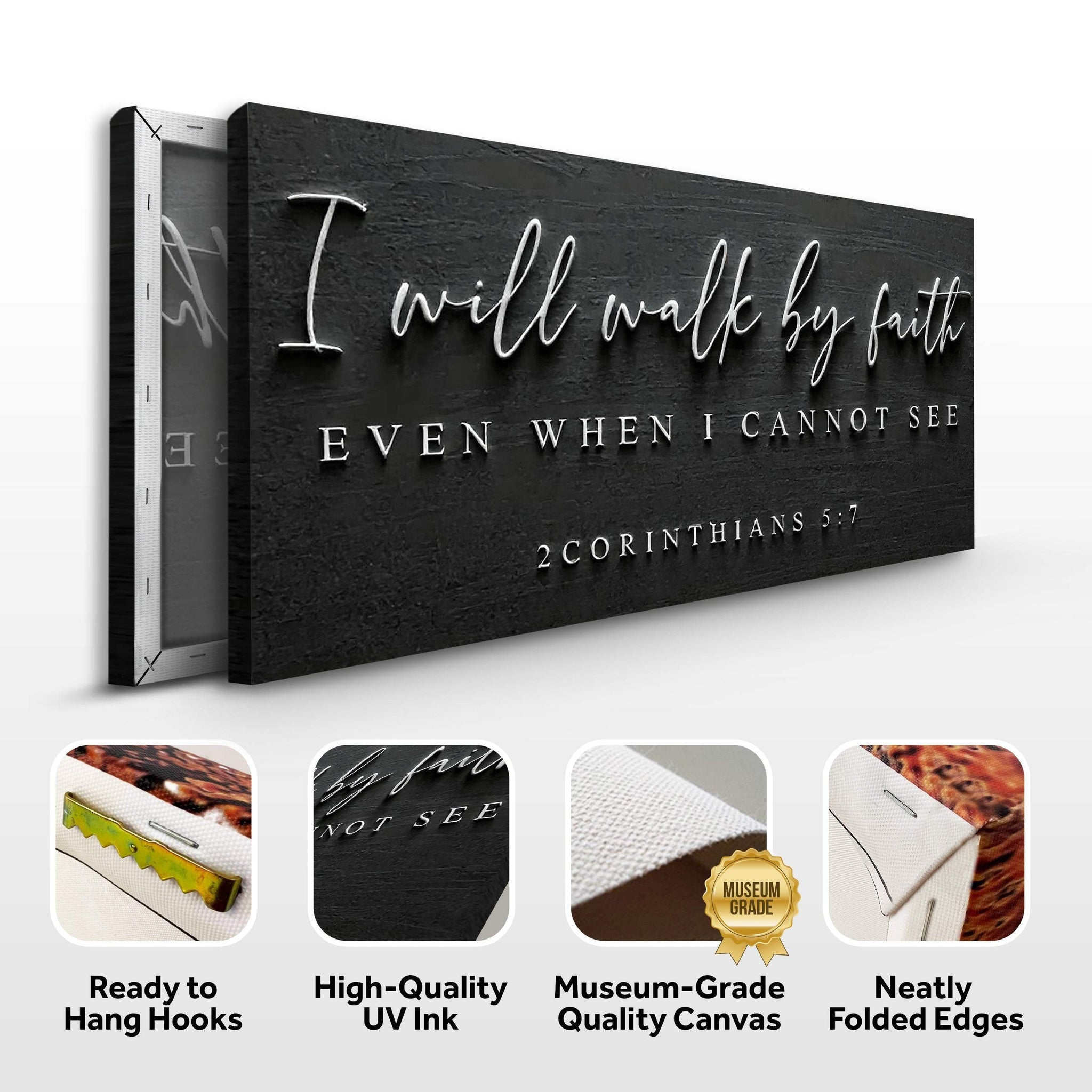 I Will Walk By Faith - 2 Corinthians 5:7 Faith Sign III - Tailored Canvases - Flyclothing LLC