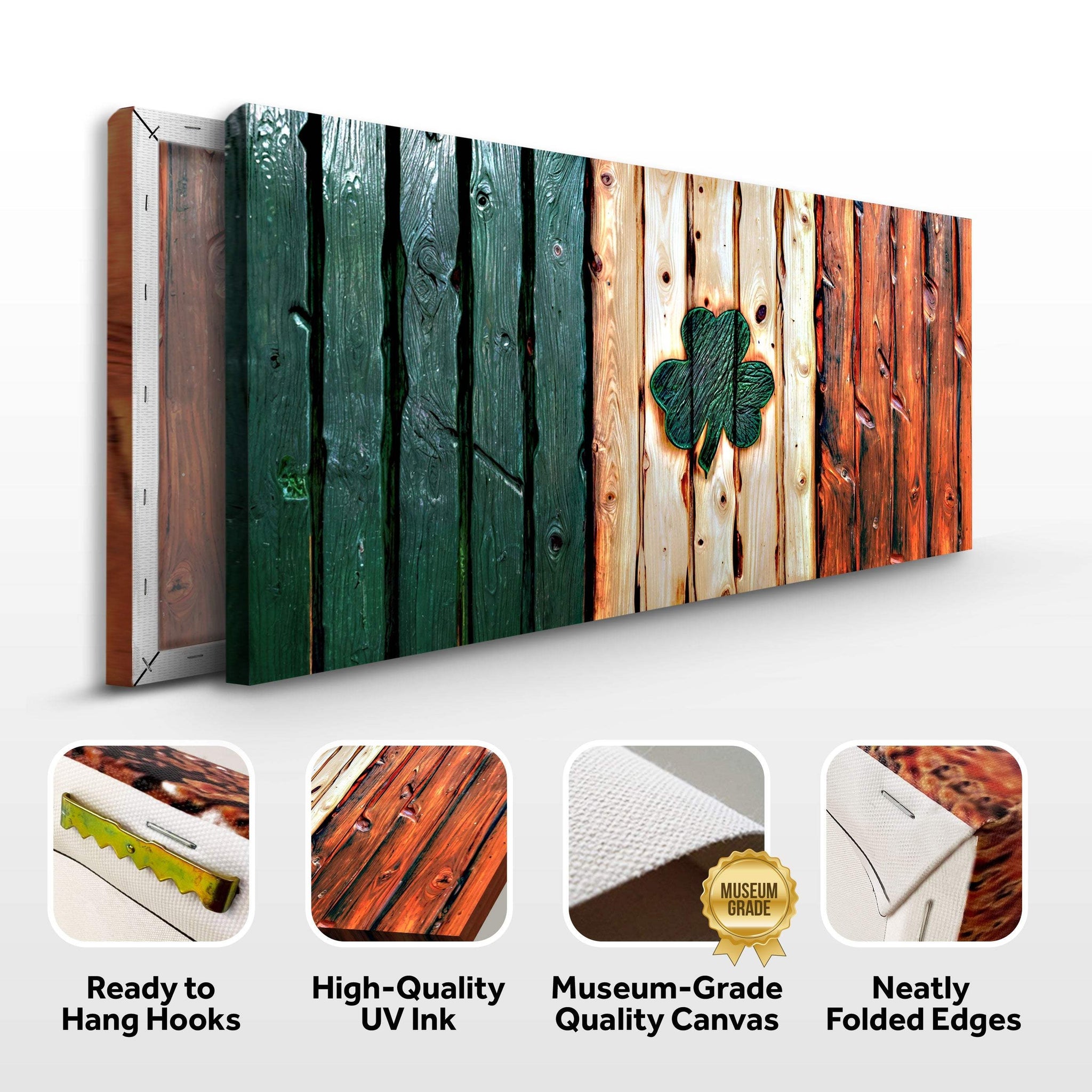Irish Shamrock Glory Wooden Flag Wall Art - Tailored Canvases - Flyclothing LLC