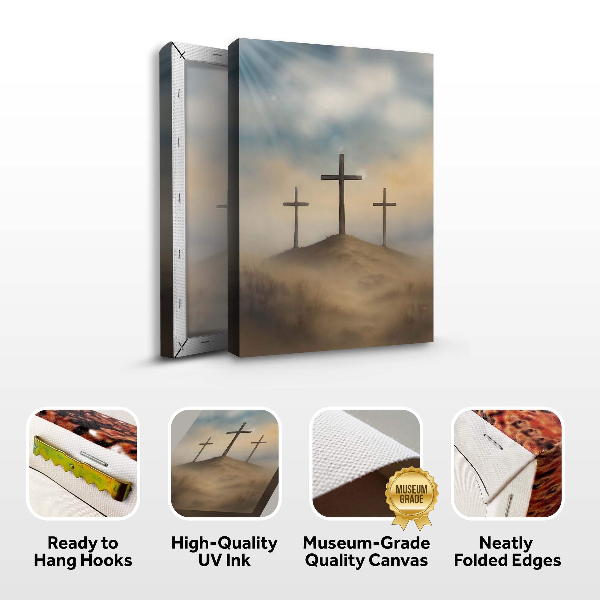 Three Crosses on Calvary Faith Wall Art II - Tailored Canvases - Flyclothing LLC