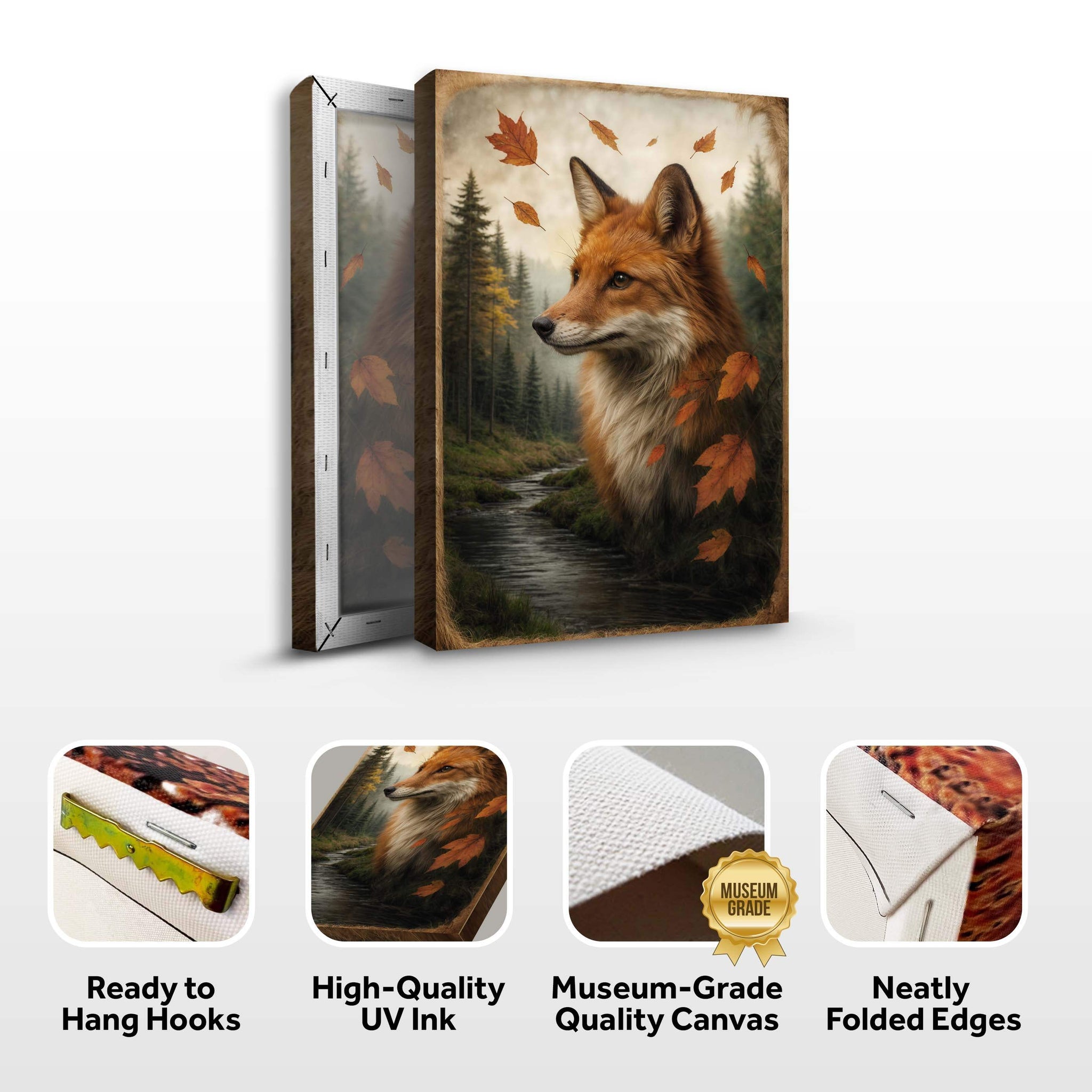 Autumn Fox Double Exposure Wall Art - Tailored Canvases - Flyclothing LLC