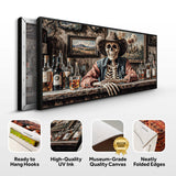 Skeleton Cowboy Barman At Western Saloon Wall Art - Tailored Canvases - Flyclothing LLC