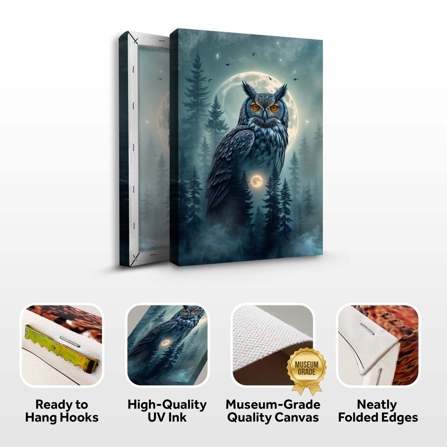 Owl Double Exposure Wall Art II - Tailored Canvases - Flyclothing LLC