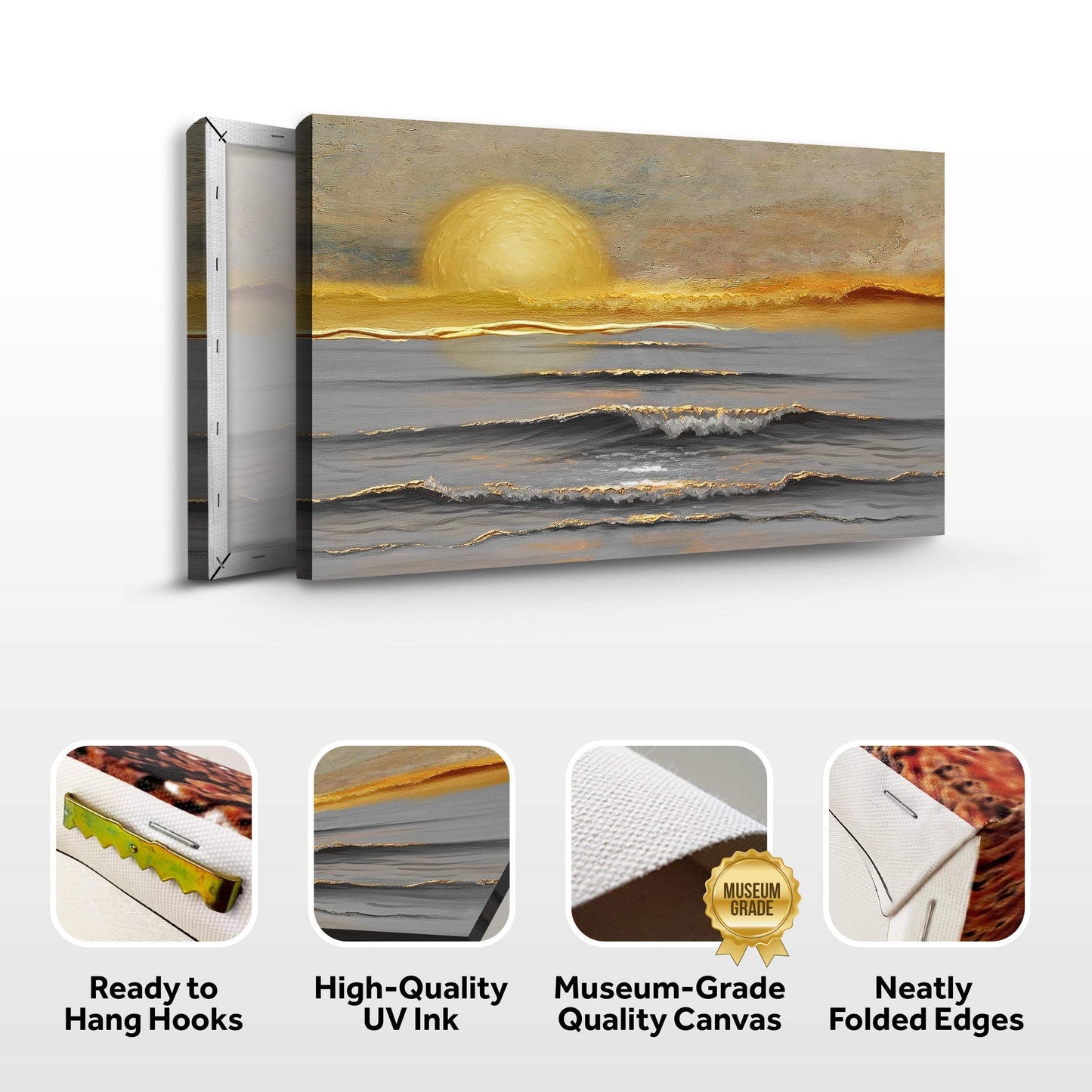 Golden Horizon Calm Wall Art - Tailored Canvases - Flyclothing LLC