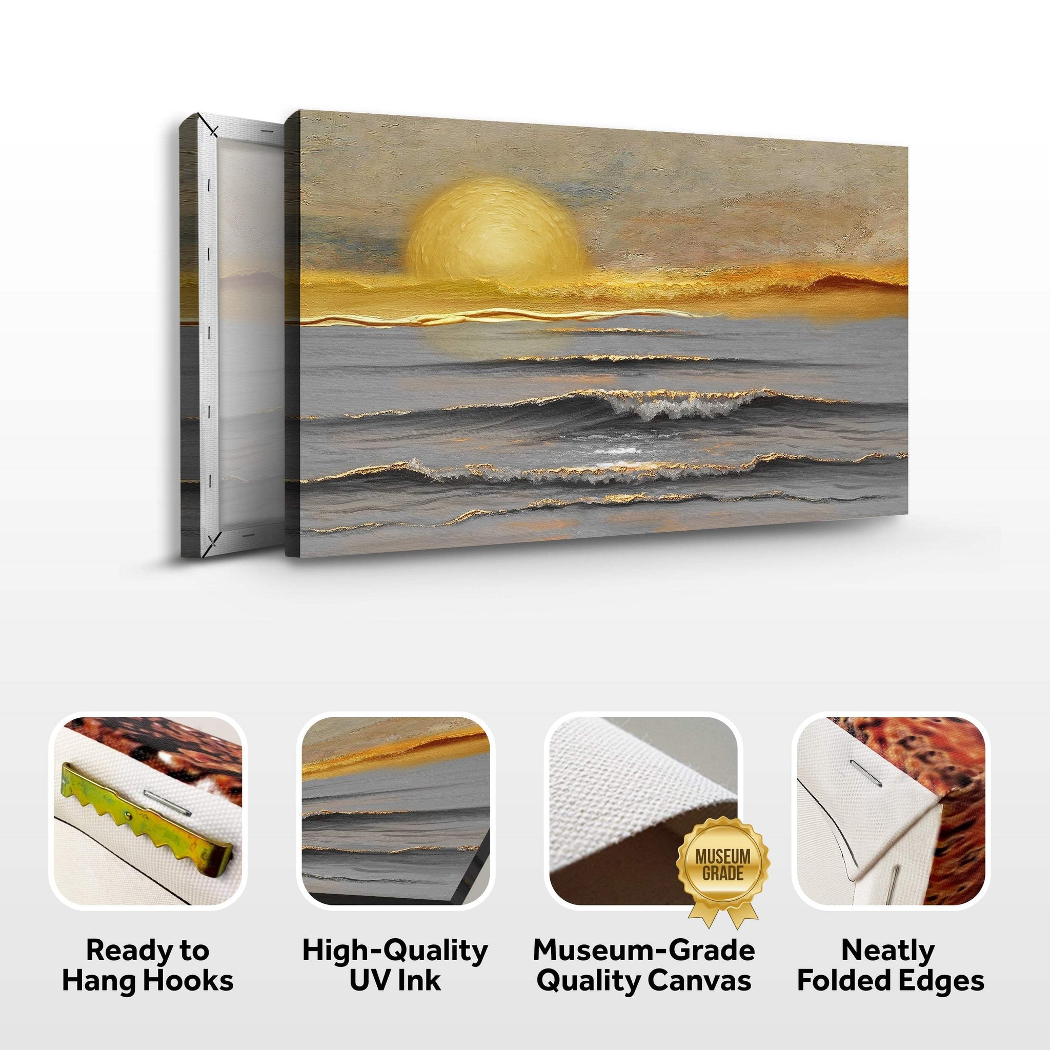Golden Horizon Calm Wall Art - Tailored Canvases - Flyclothing LLC