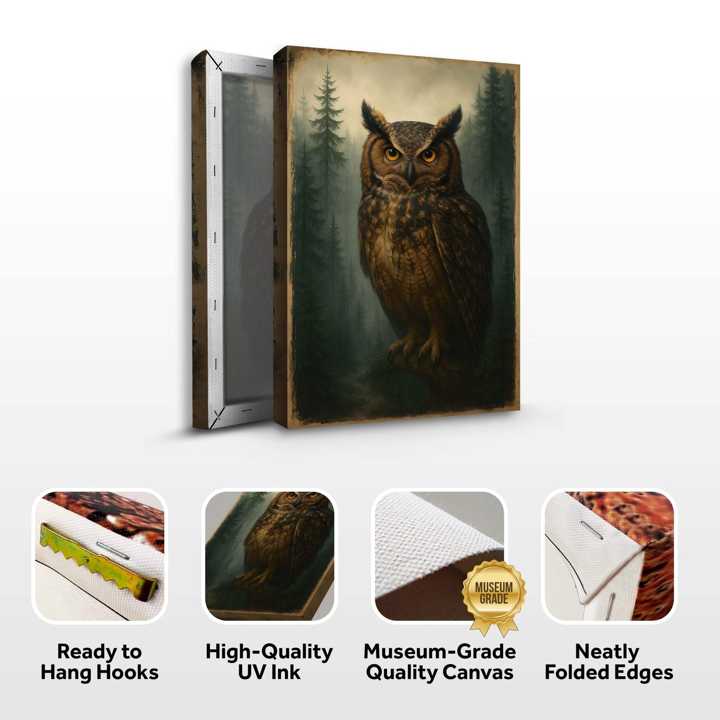 Watcher Of The Woods Owl Wall Art - Tailored Canvases - Flyclothing LLC