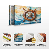 Sailboat Ship Wheel Coastal Wall Art II - Tailored Canvases - Flyclothing LLC