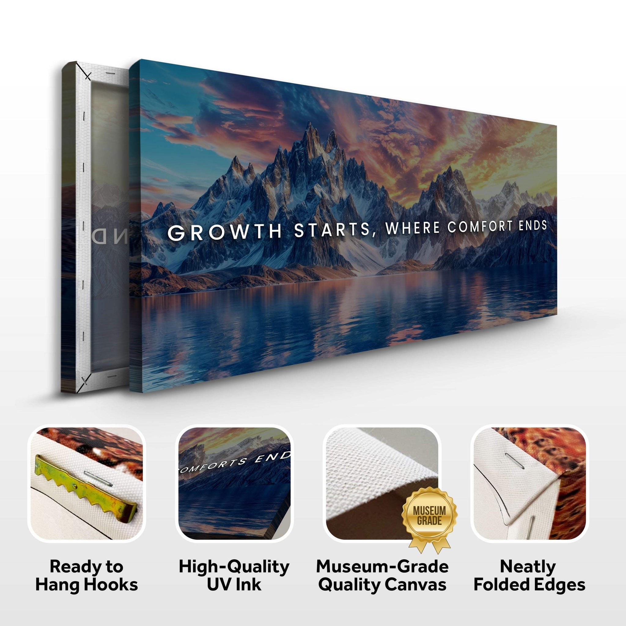 Growth Starts Where Comfort Ends Motivational Wall Sign - Tailored Canvases - Flyclothing LLC