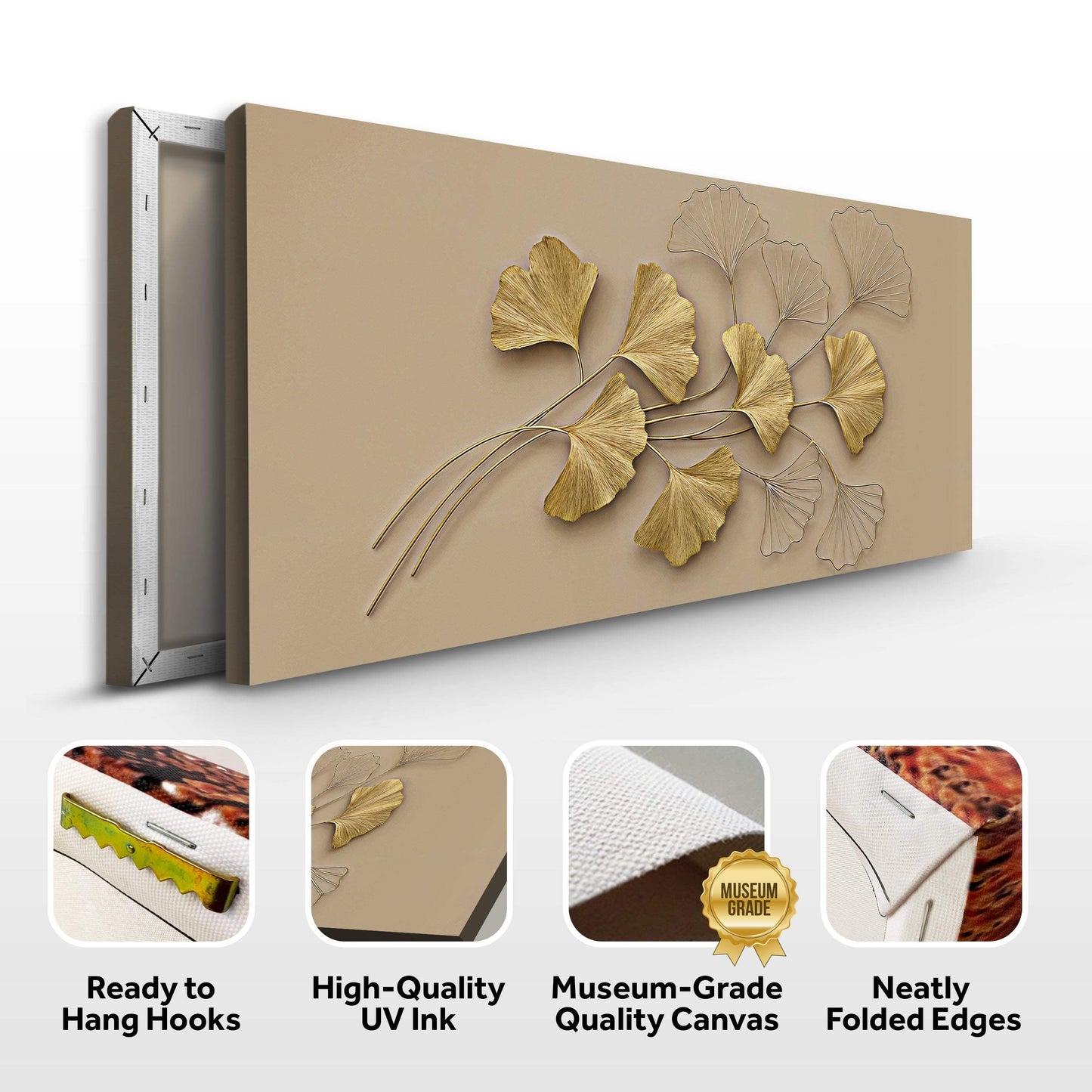 Golden Botanical Wall Art - Tailored Canvases - Flyclothing LLC