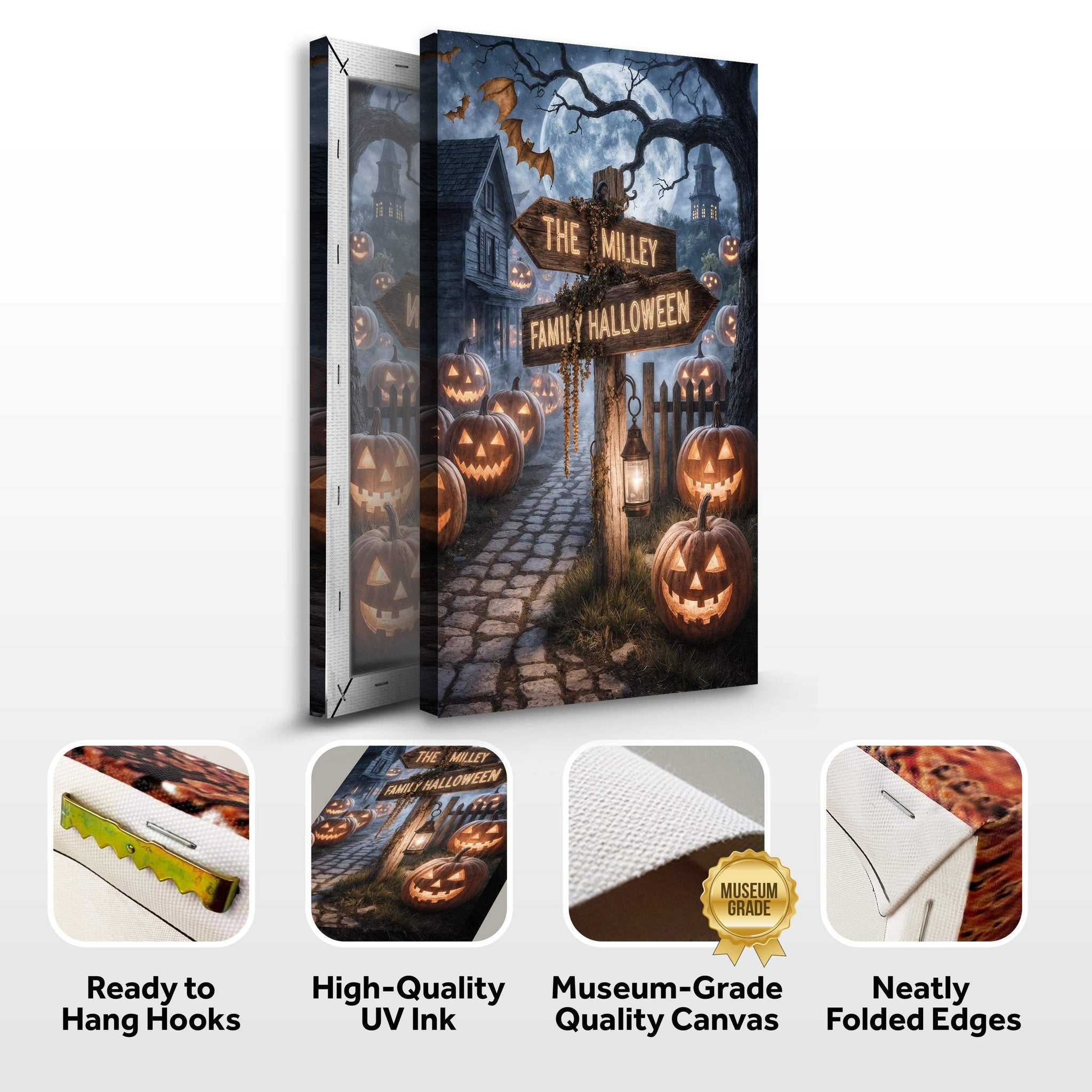 Personalized Family Name Street Sign Halloween Wall Art - Tailored Canvases - Flyclothing LLC