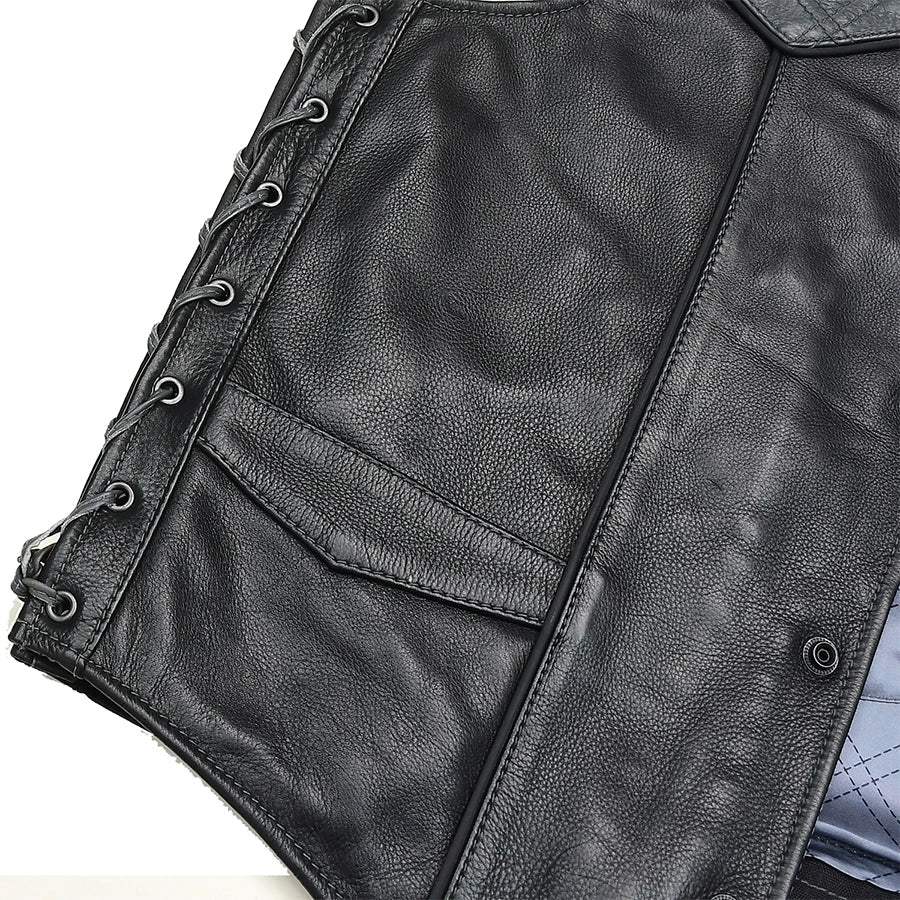 Hammer down Men's Western Style Leather Biker Vest - First Manufacturing Company - Flyclothing LLC