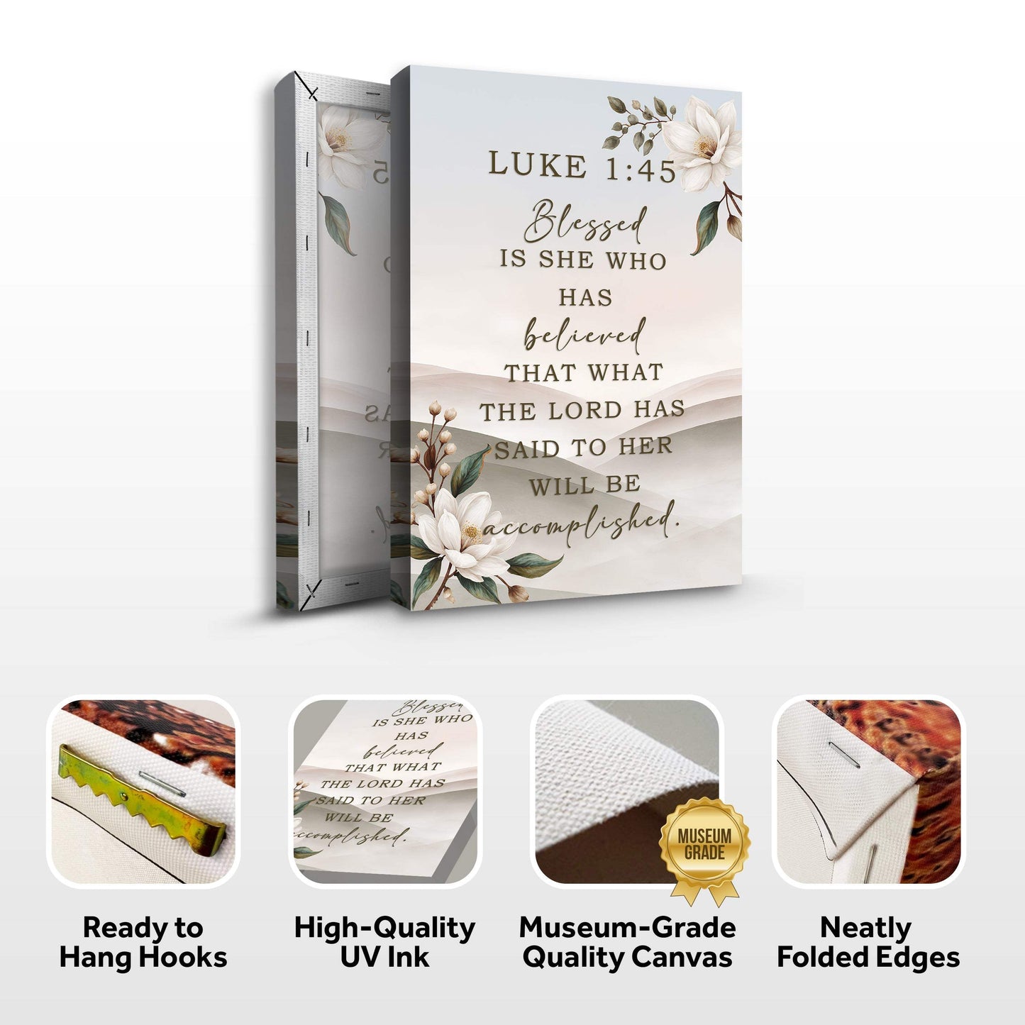 Blessed Is She Who Has Believed - Luke 1:45 Faith Wall Art - Tailored Canvases - Flyclothing LLC
