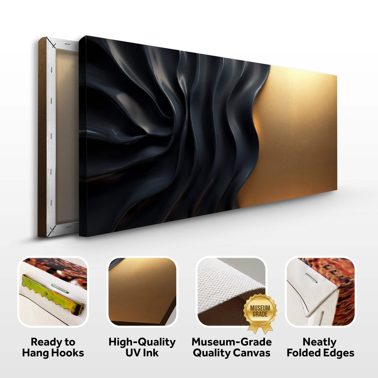 Black And Gold Minimalist Abstract XIII - Tailored Canvases - Flyclothing LLC