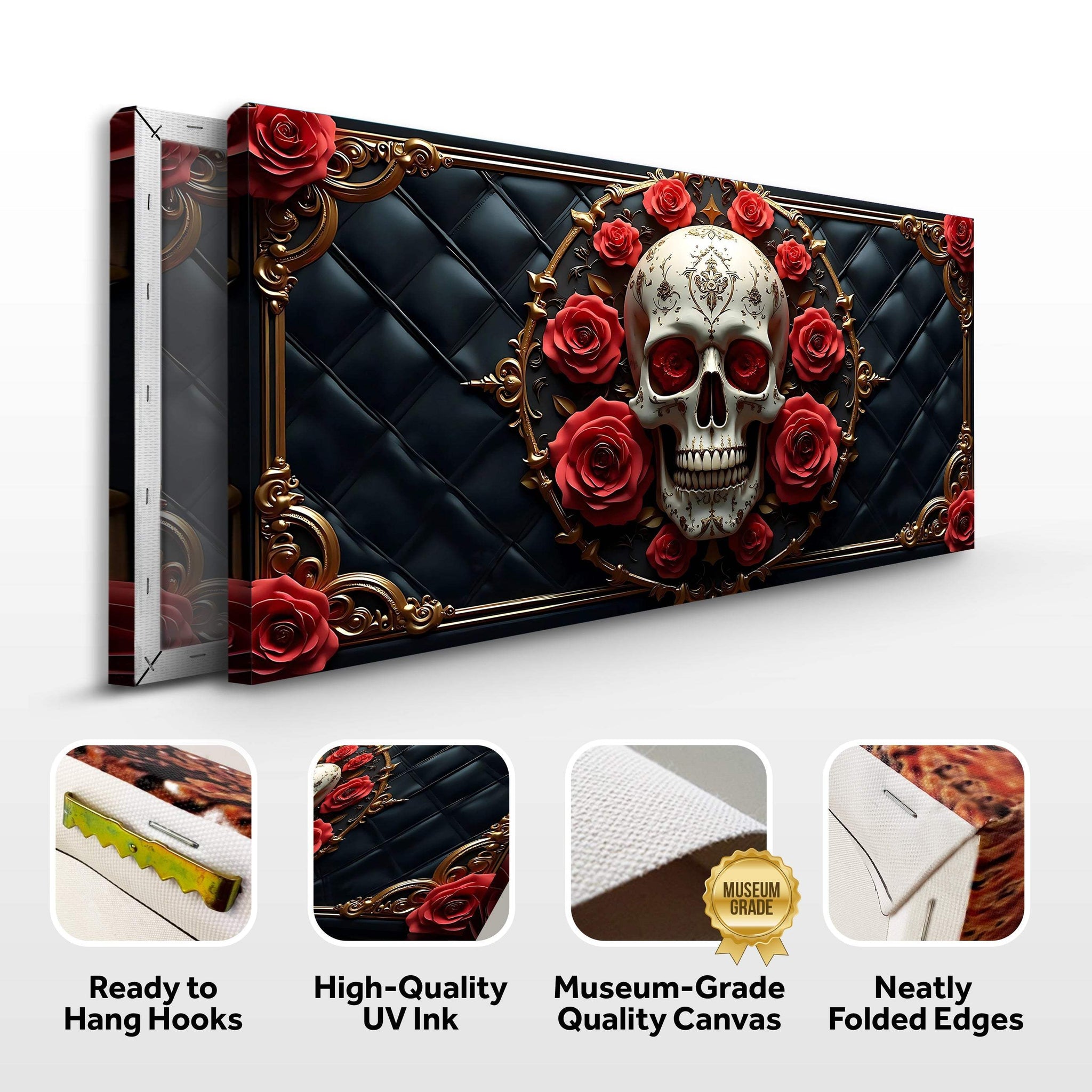 3D Rose and Skull Wall Art VII - Tailored Canvases - Flyclothing LLC